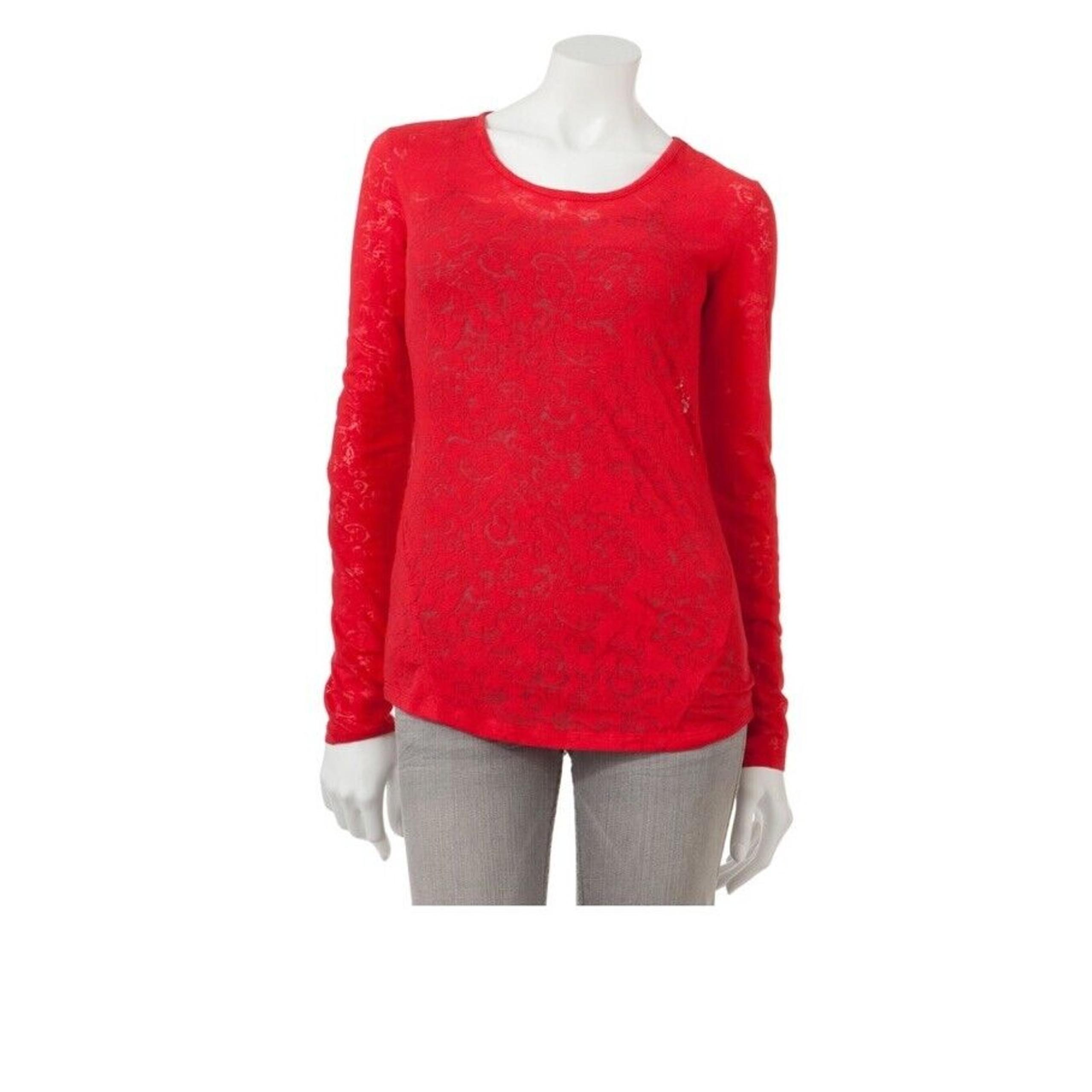 Mudd Paisley Burnout Top Red Size Large