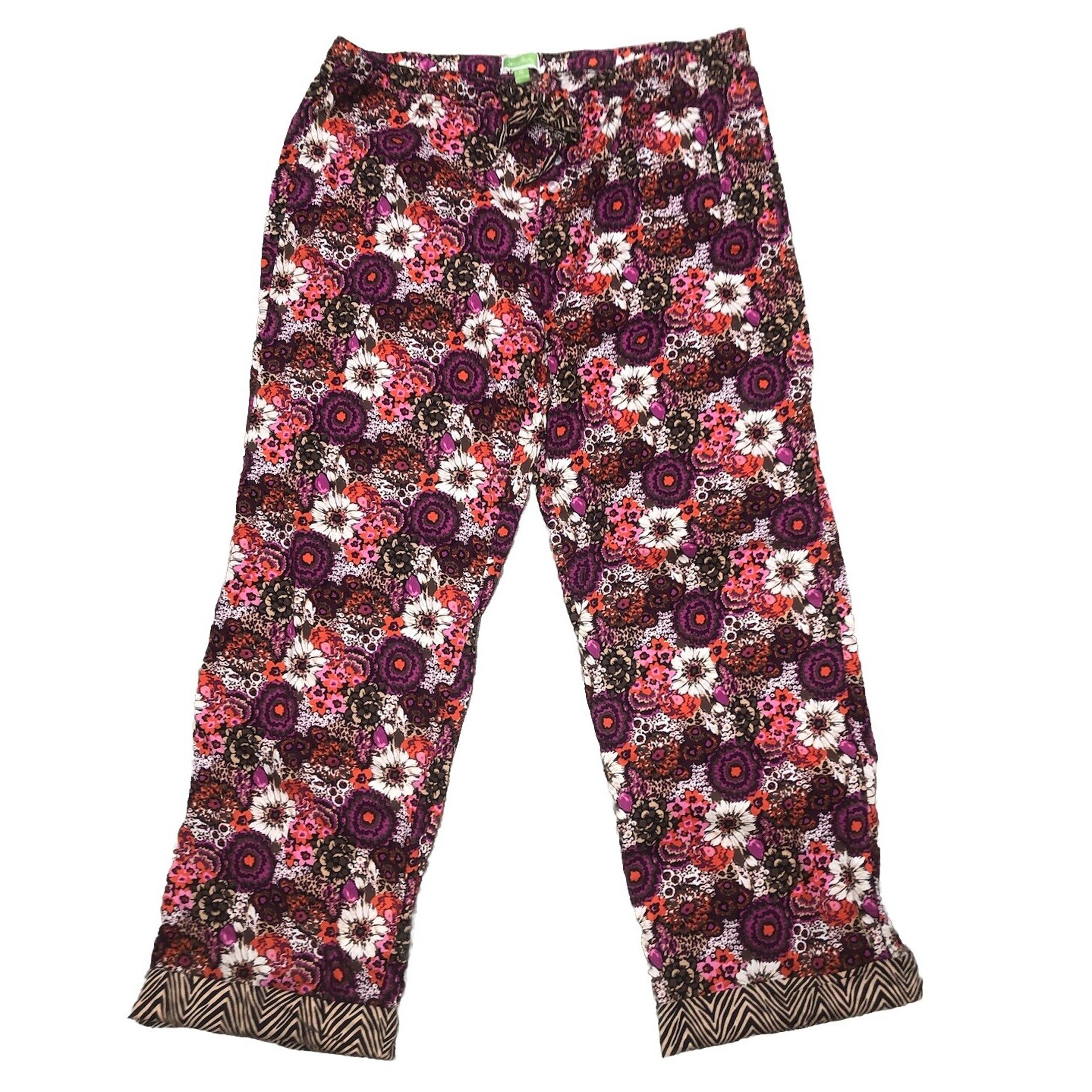 Vera Bradley Pajama Pants Women's XL Rosewood Floral Print Cotton Drawstring