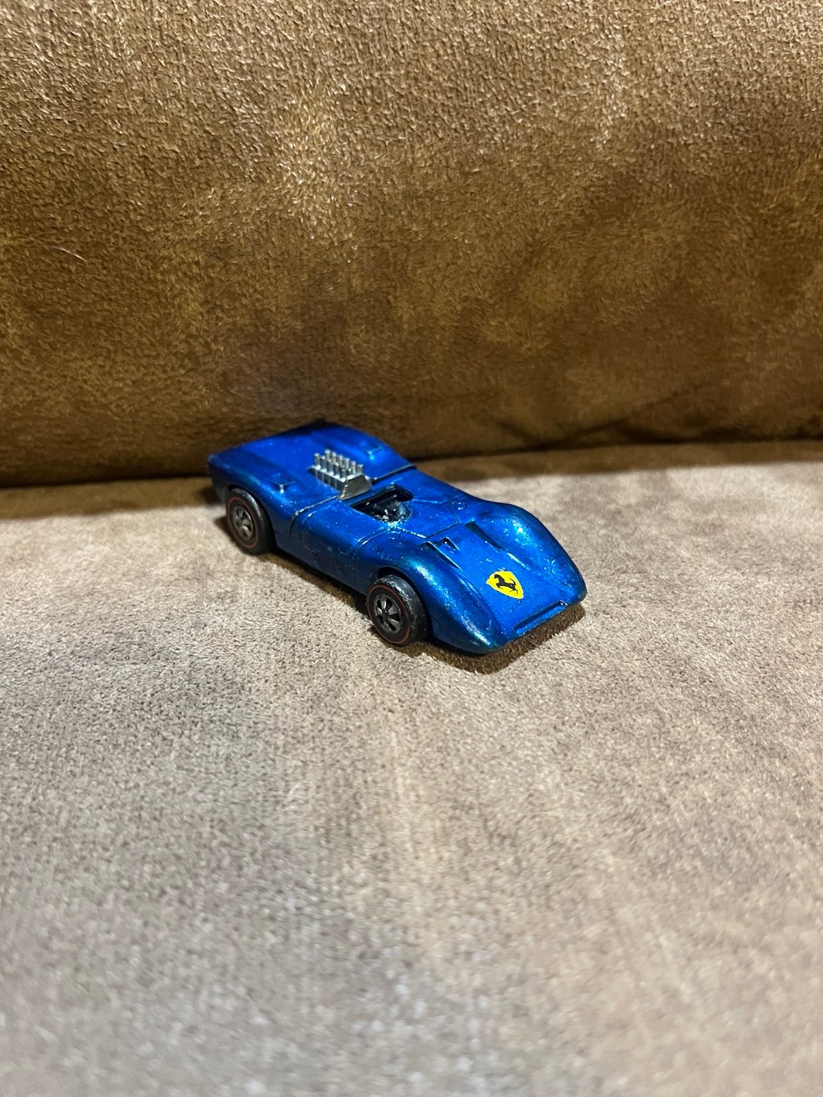 1969 hot wheels Ferrari 312 P red line blue rear left hinge for trunk is broken