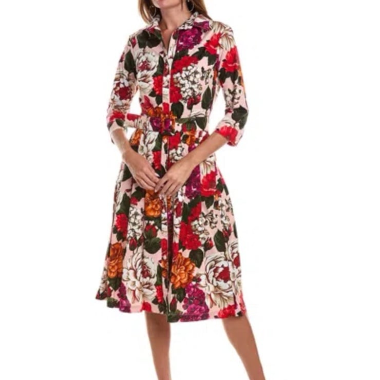 Samantha Sung floral belted dress with sash size 2