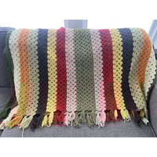 Vintage Retro 70s Handmade Crochet Afghan Throw Blanket