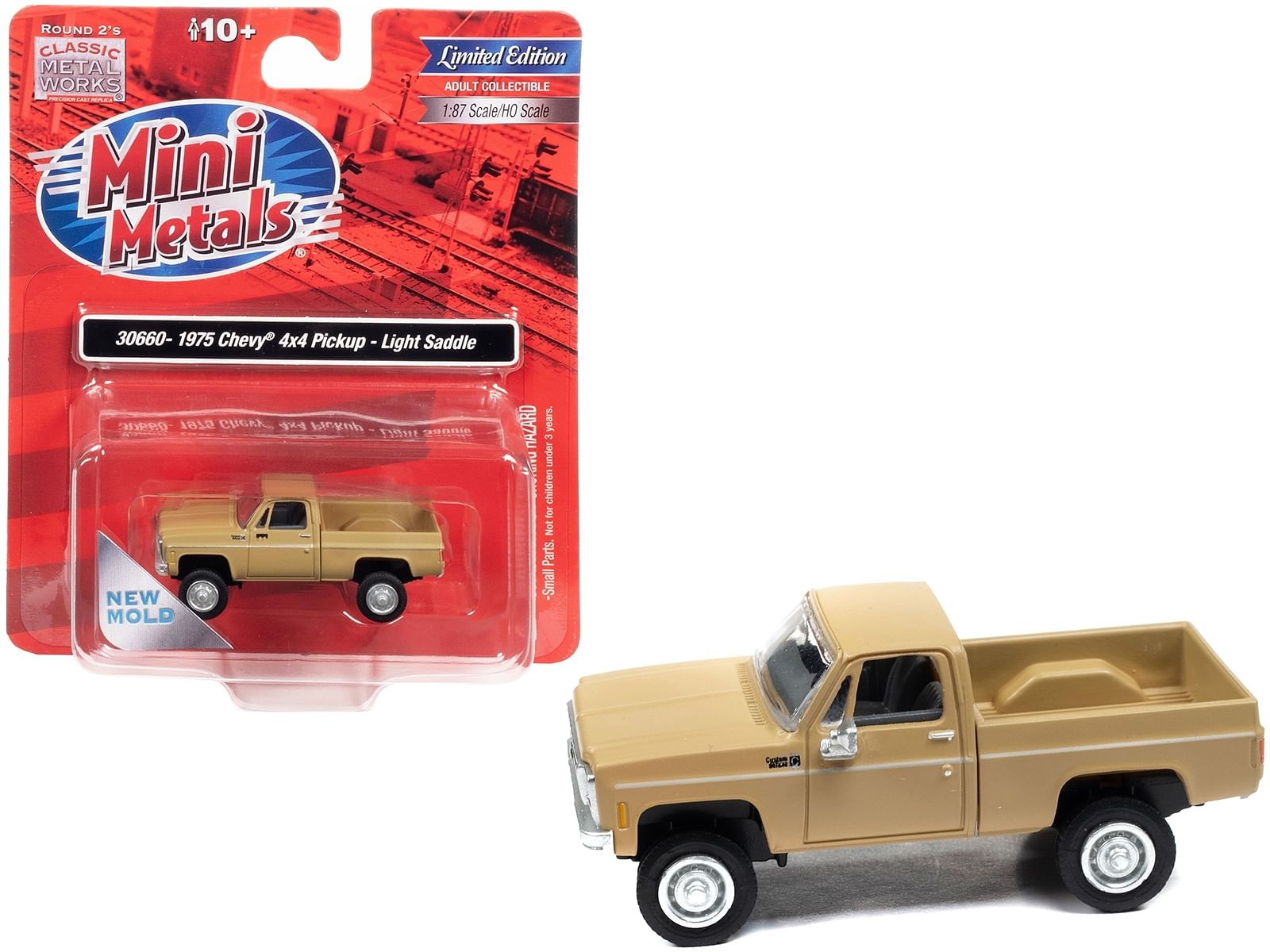 1975 Chevrolet 4x4 Pickup Truck Light Saddle Beige 1/87 (HO) Scale Model Car by