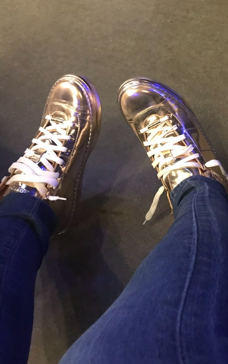 Authentic Gold Jimmy Choo Sneakers. Size 38. Great Fit & Fashionable!