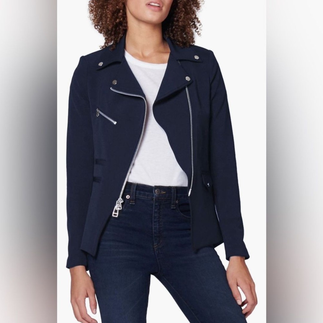 VERONICA BEARD Hadley Moto Scuba Dickey Jacket in Navy Size 0