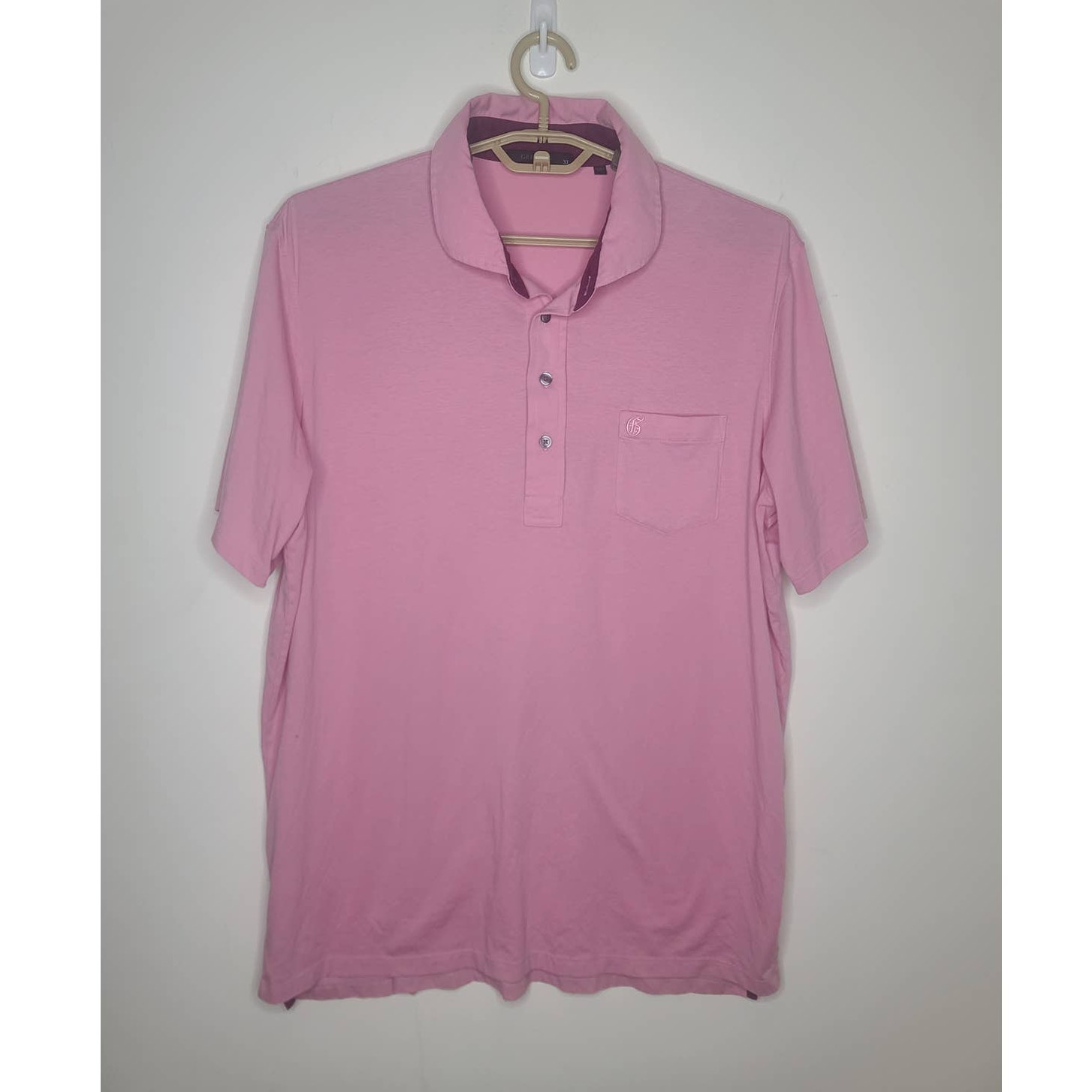 Greyson pink pima cotton short sleeve polo shirt - XL