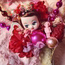 OOAK Vintage Kitschy Cone Valentine Princess Hanging Ornament