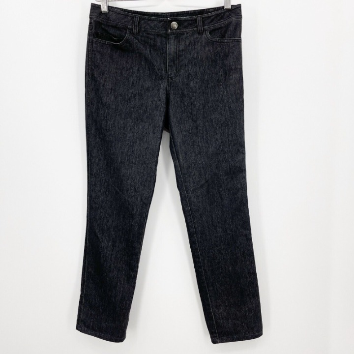 Lafayette 148 New York Women's 8 Black Stretch Denim Mid Rise Cigarette Jeans