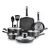 T-fal Easy Care 12-Piece Non-Stick Cookware Set, Pots and Pans, Grey