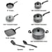 T-fal Easy Care 12-Piece Non-Stick Cookware Set, Pots and Pans, Grey