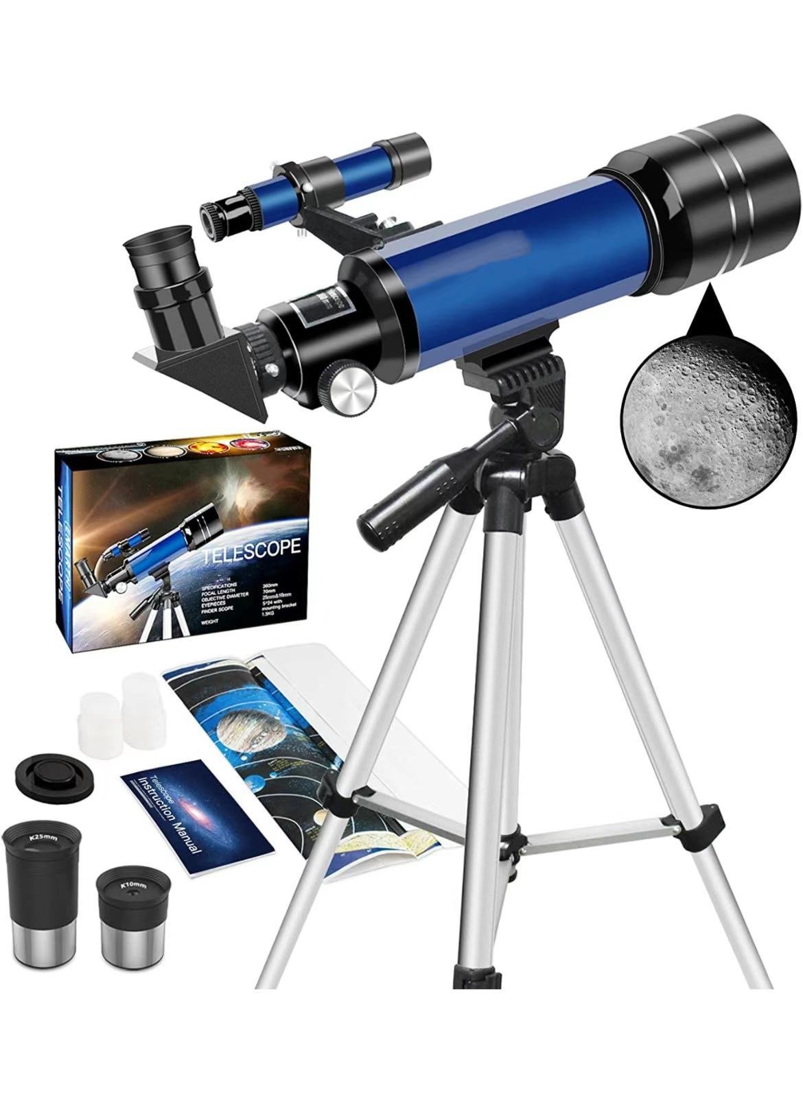 Telescope, 70MM Aperture Telescope with 2 Eyepieces, 360MM Refractor Portable