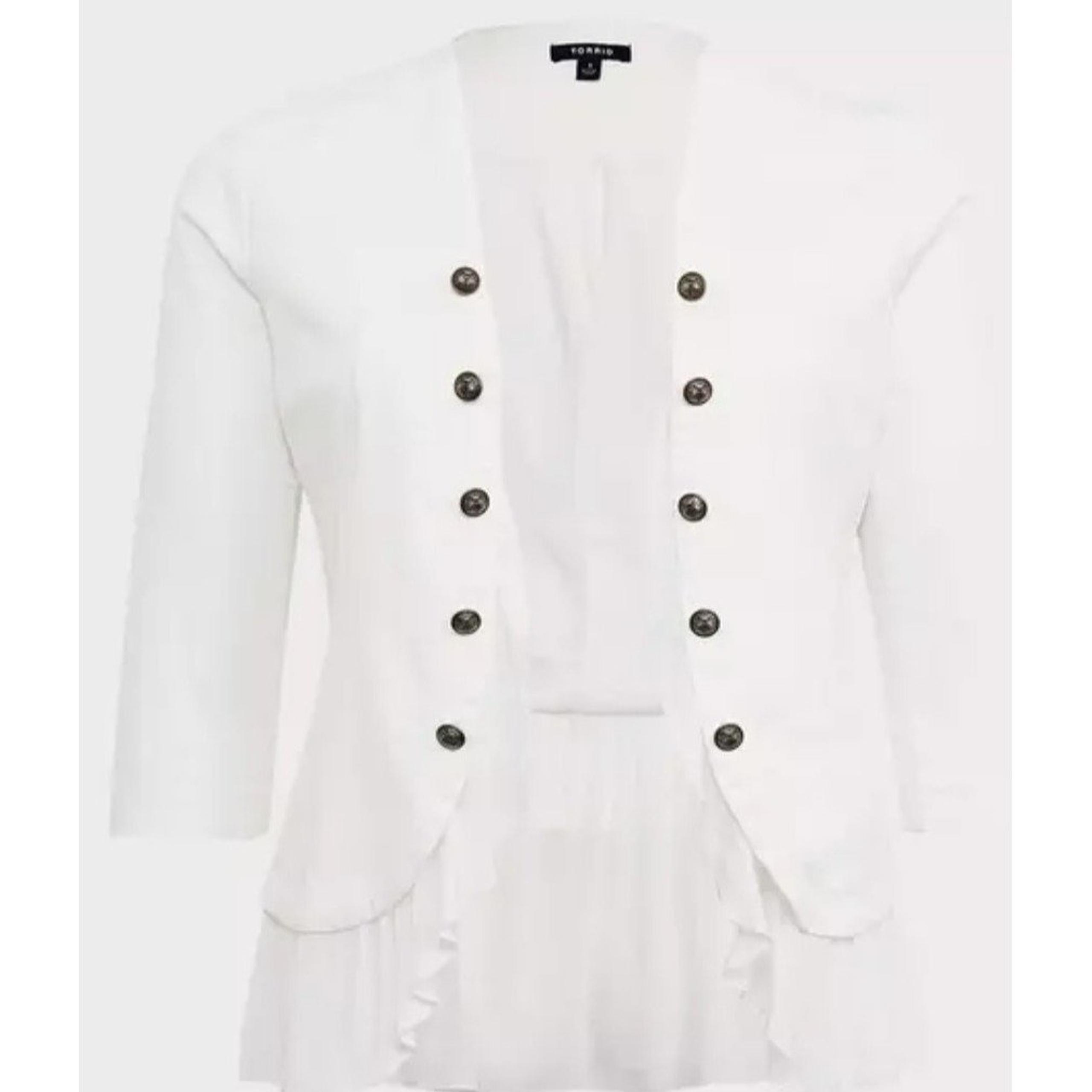 TORRID Foxglove White Twill Peplum Military Jacket Size 1X (14 16)