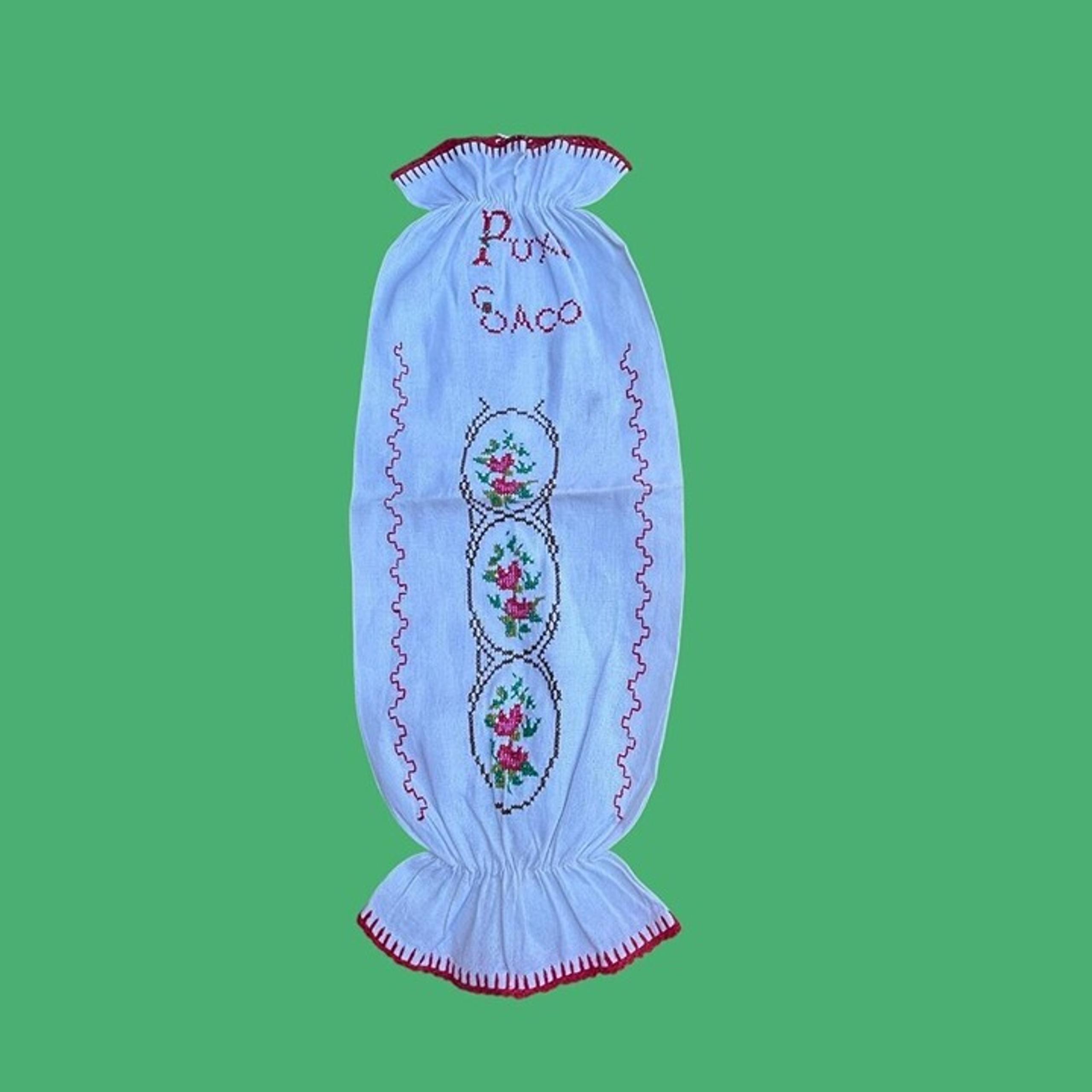 Brazilian Puxa Saco Embroidered Floral Bag Pull For Plastic Bag Storage