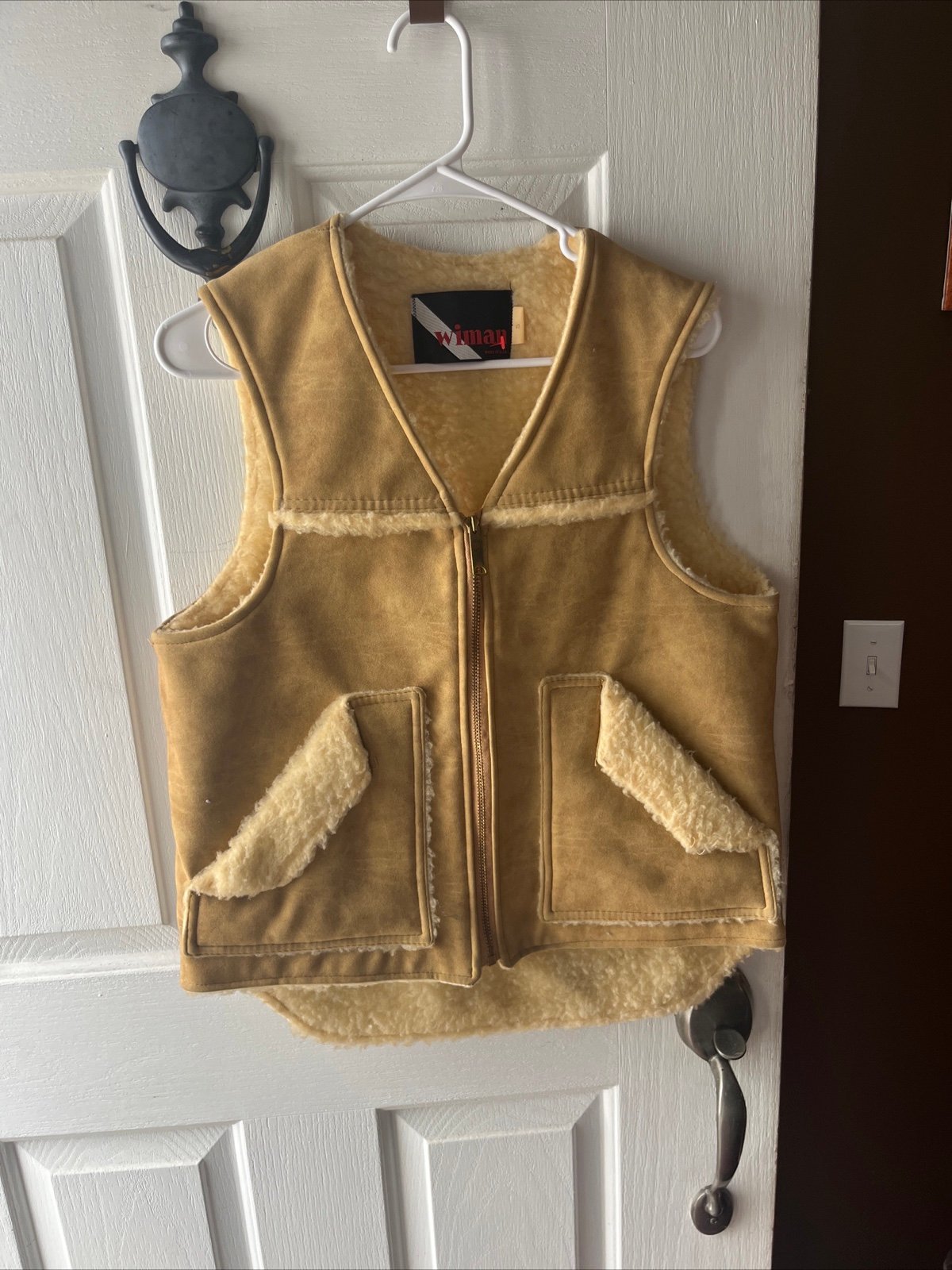 Vintage sherpa lined suede vest
