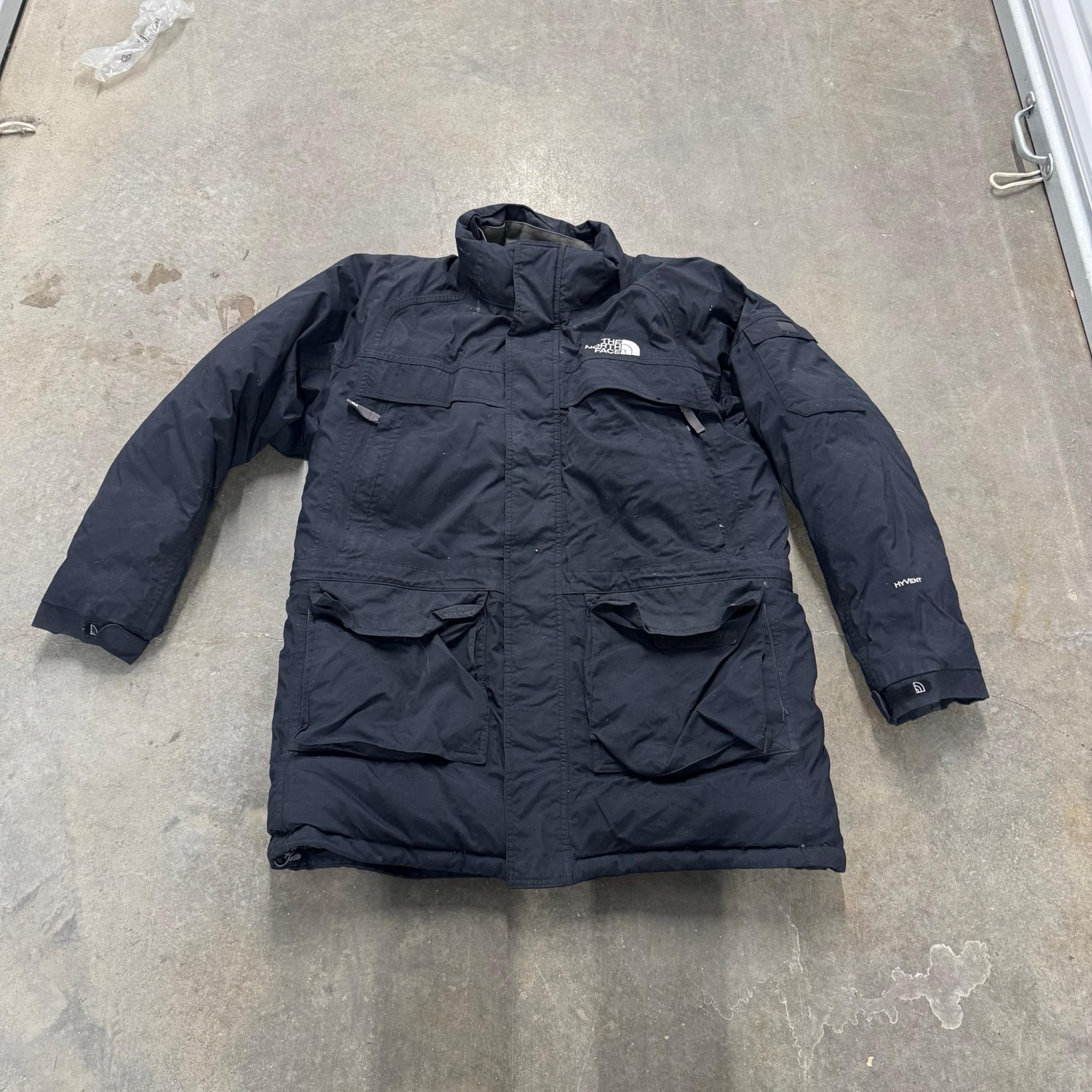 The north face hyvent goose down full zip puffer parka jacket large black
