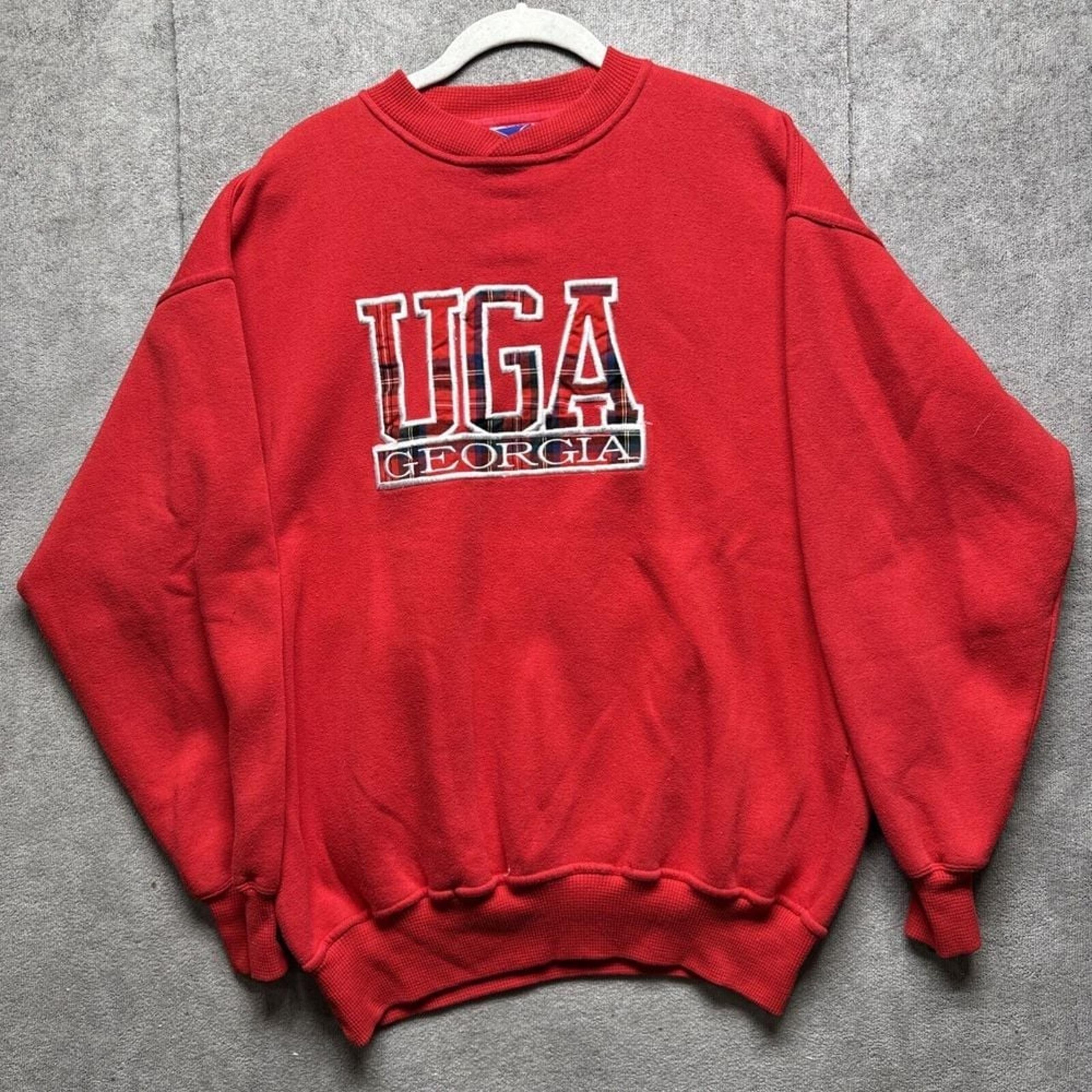 UGA Georgia Plaid Logo Sweatshirt Midland Sport Large Pullover Bulldogs Dawgs