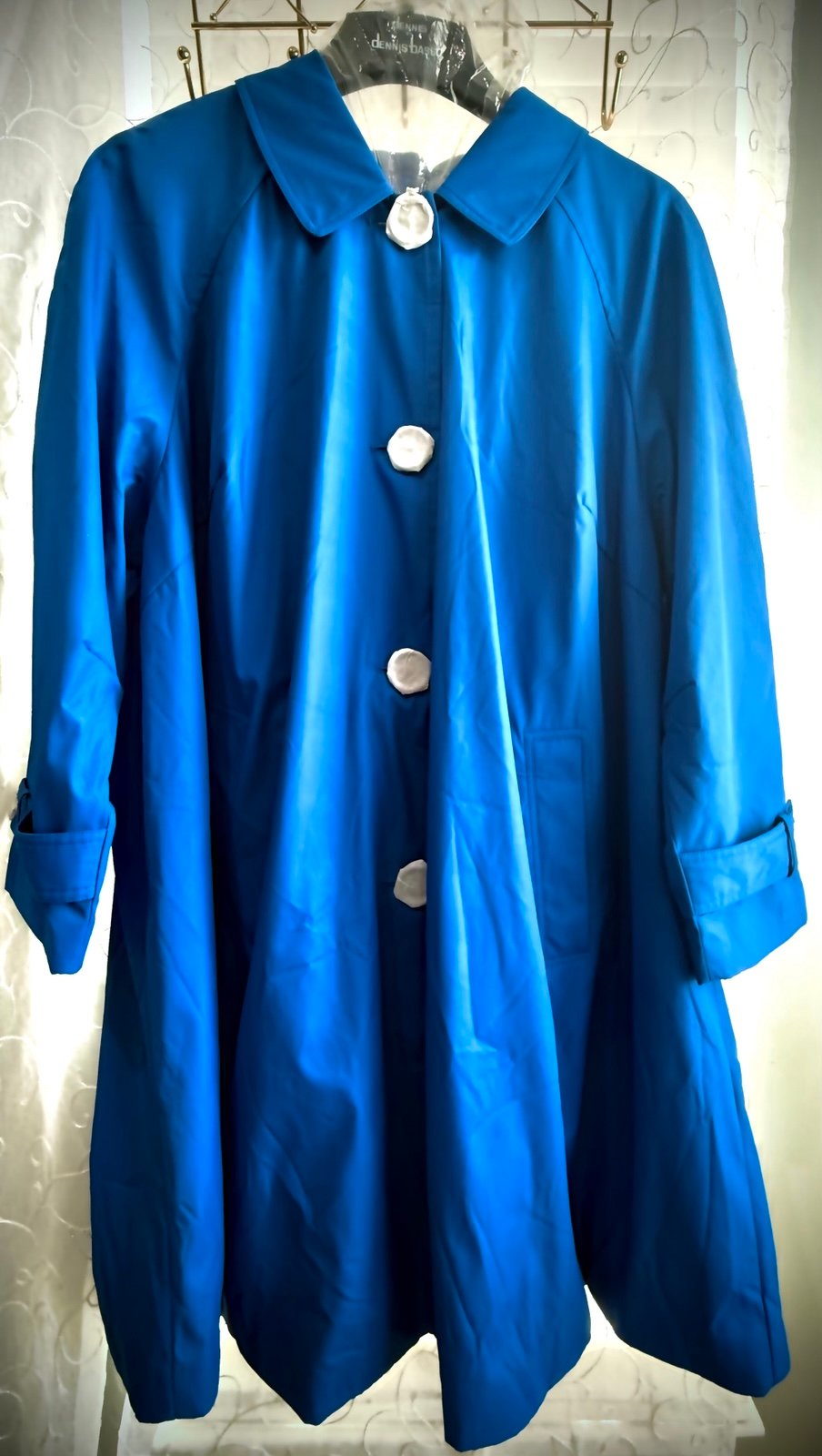 Dennis Basso Women's Trench Jacket Water Resistant Blue 3X Polyester Extras NWT