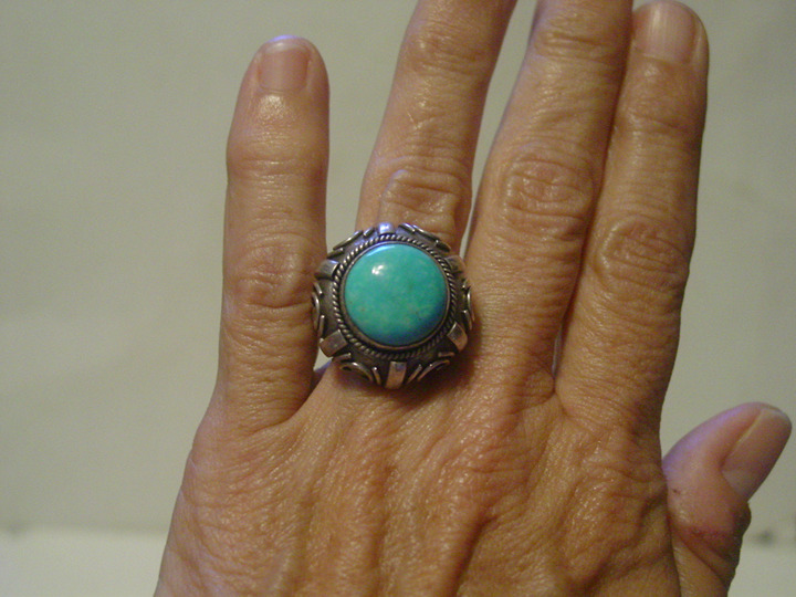 Shreve Saville Sterling Turquoise Ring Size 7 1/4