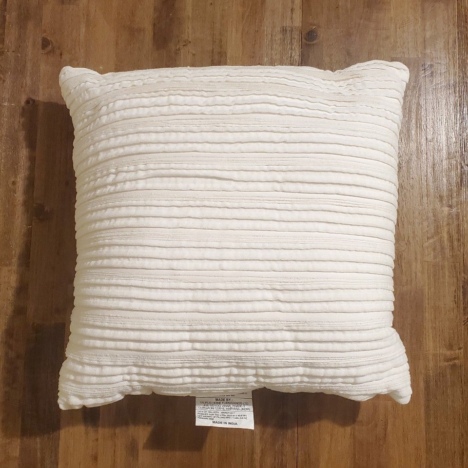NWT Pretty Threshold Ivory Cream Soft Velvet Pleated Decorative Throw Pillow
