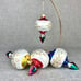 Set of 4 Vintage Blown Glass Teardrop Spindle Ornaments