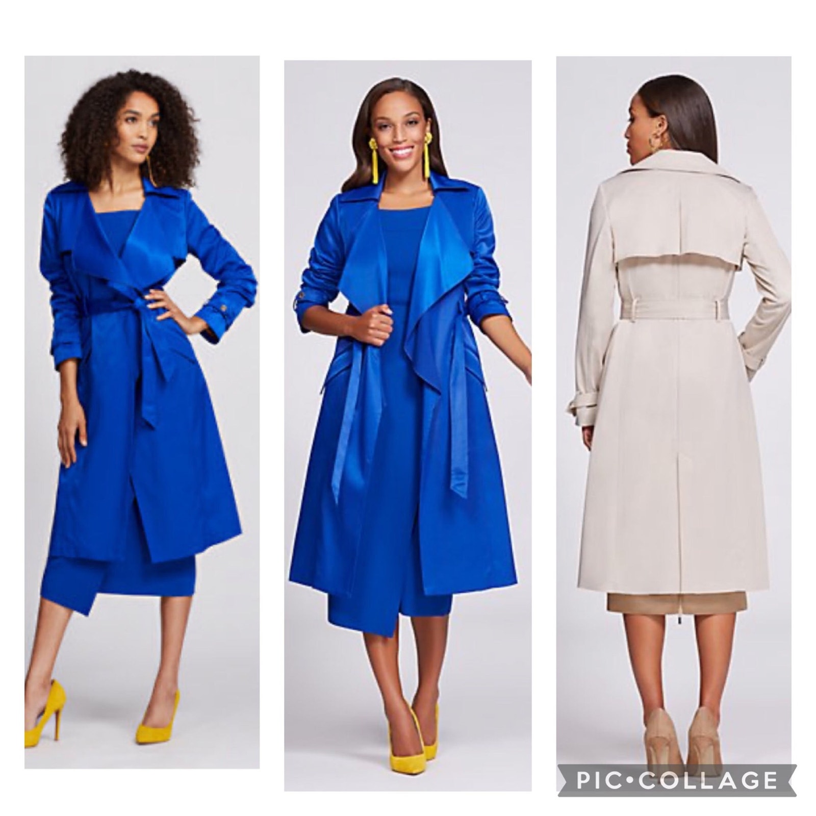 NWT New York & Company’s Piped Trench blue Coat Gabrielle Union size small