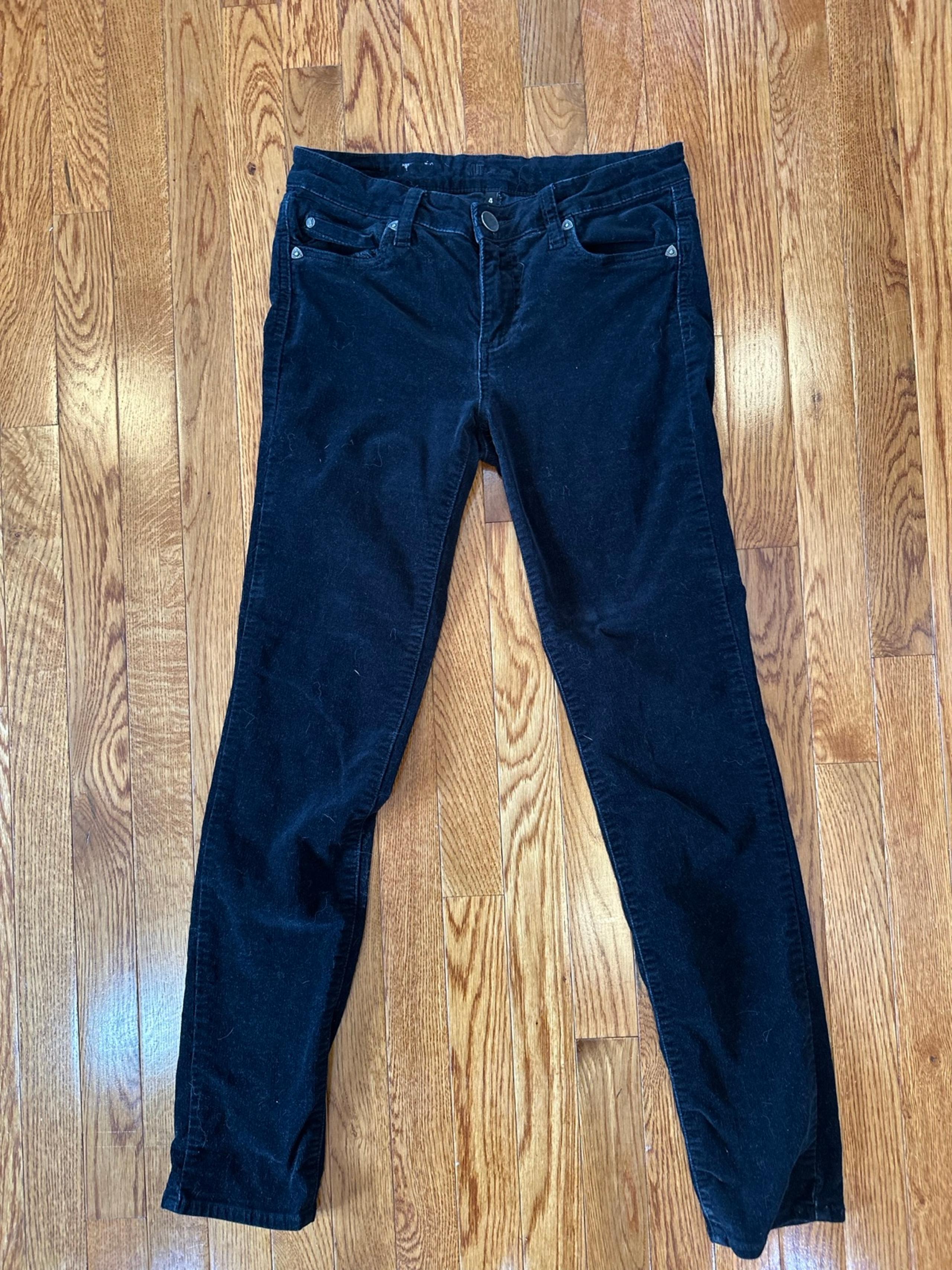 Kut from the Kloth black skinny leg corduroy pants