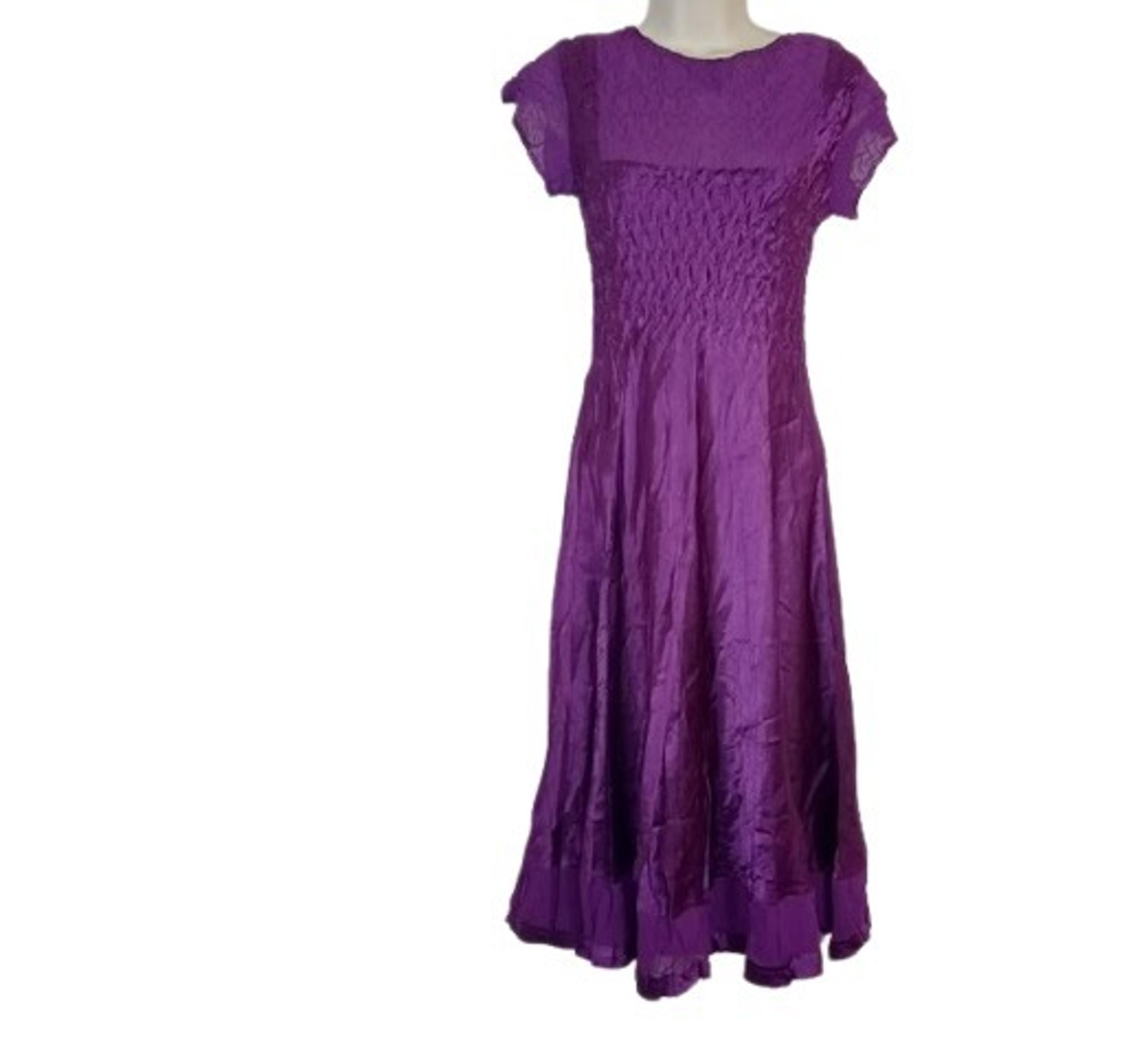 Collection By Dressbarn Womens Midi Dress Charmeuse Purple Plisse Satin S New