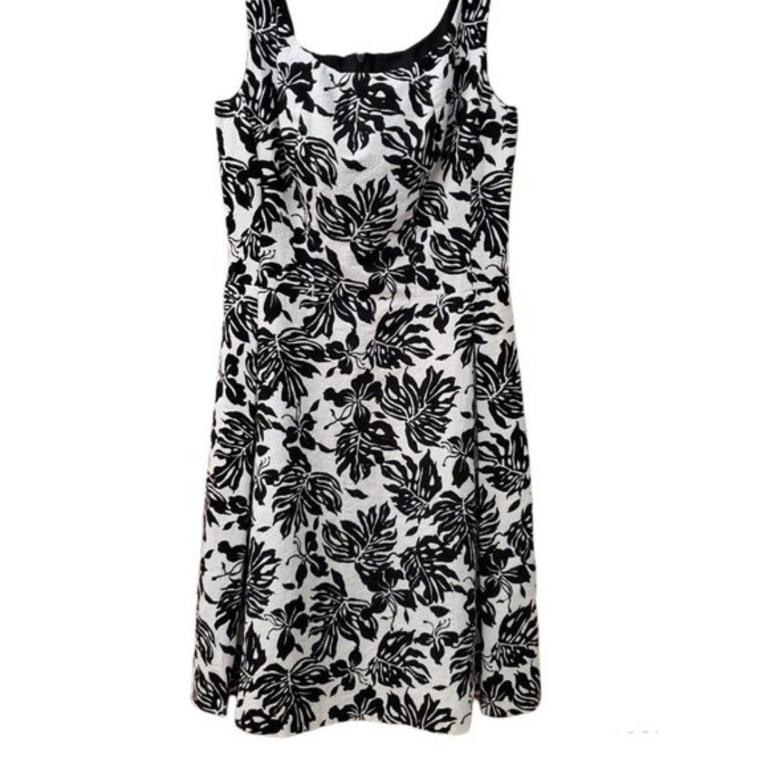 Lafayette 148 New York Black and White Sleeveless 100% Cotton Dress