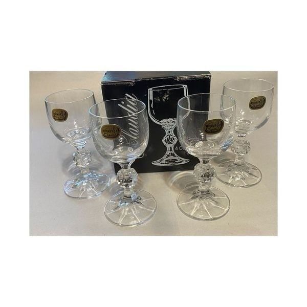 Bohemia Crystal Set Of 4 Vintage Cordial 2.5 OZ Liquor Glasses- Claudia