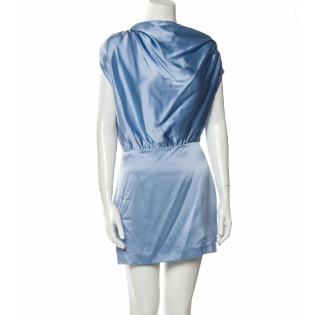 The Sei Silk Mini Dress New Size XS Blue Cowl Neck Evening Cocktail Party
