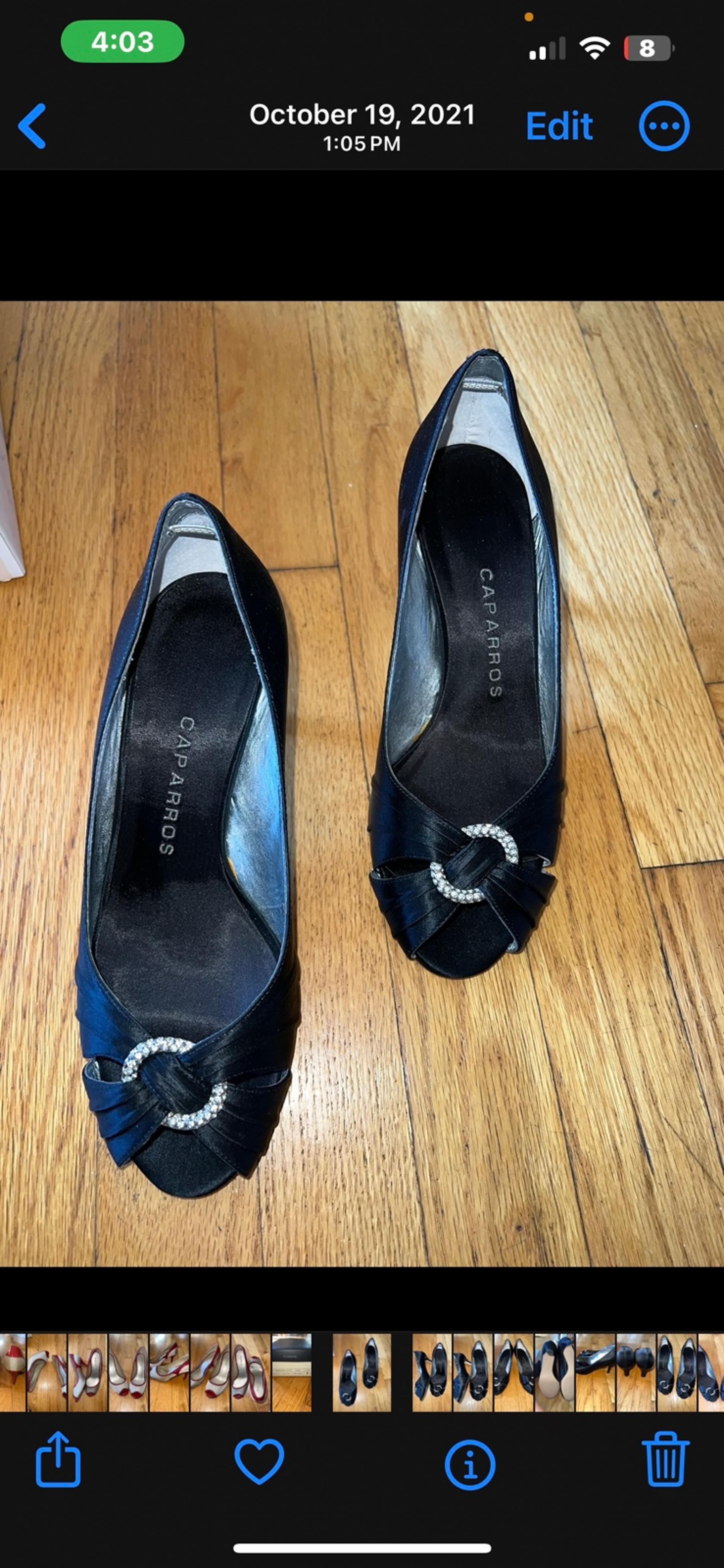 Caparros size 7 peep toe satin heels