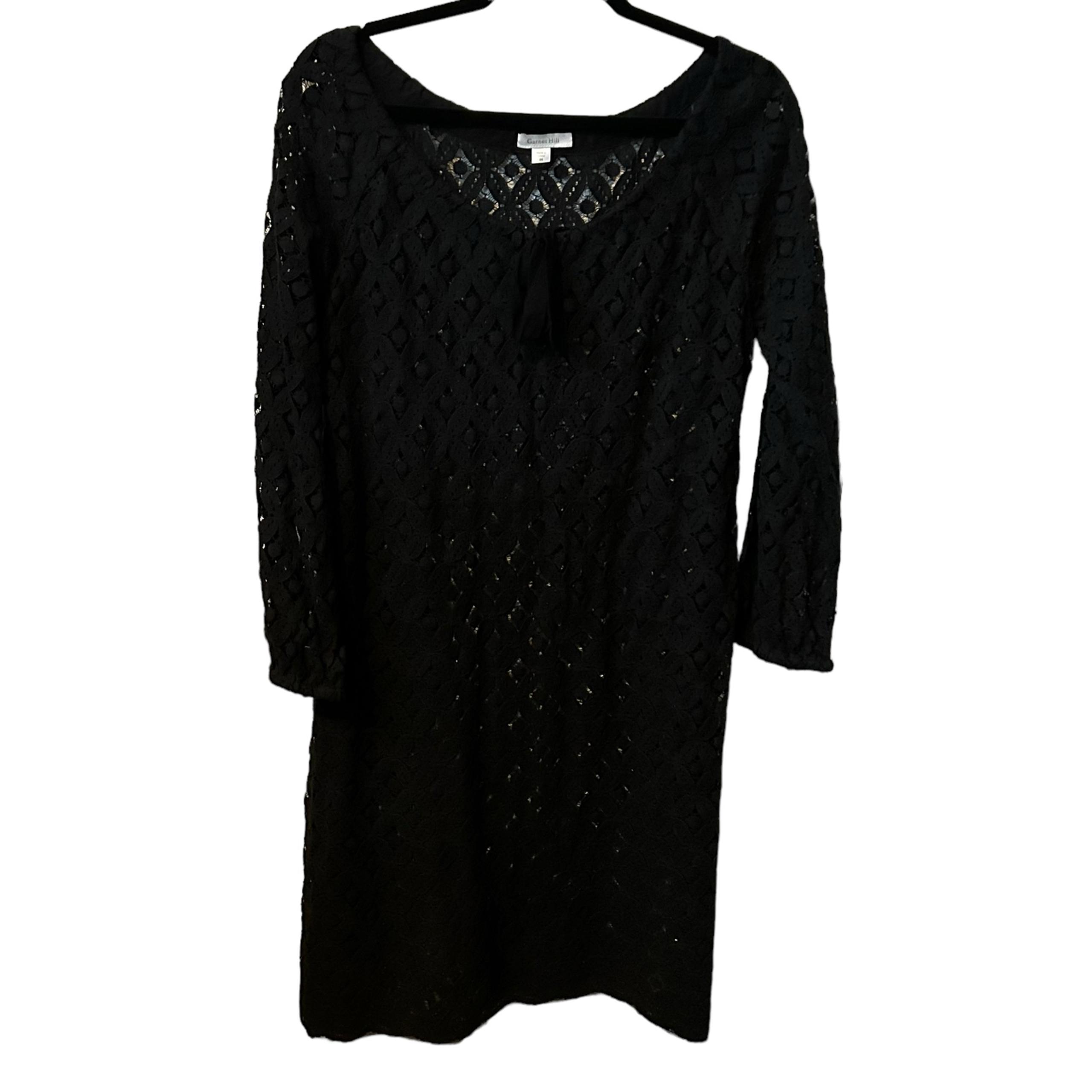 Garnet Hill Black Sheer Tie Neck Size 6 Swim Coverup. Pre-loved.