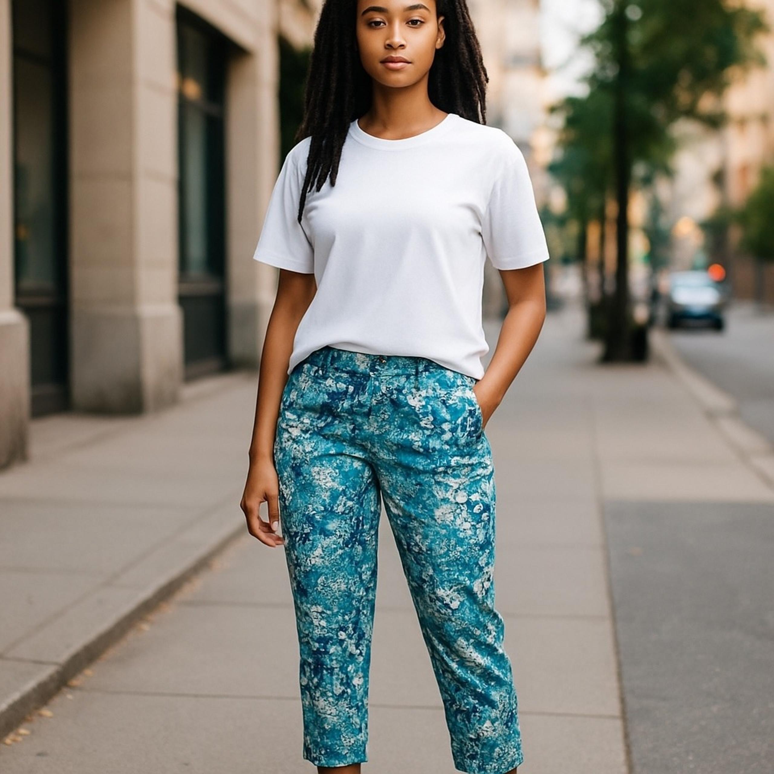 Nine West Chrystie Capri Abstract Print Stretch Cropped Pants Size 4