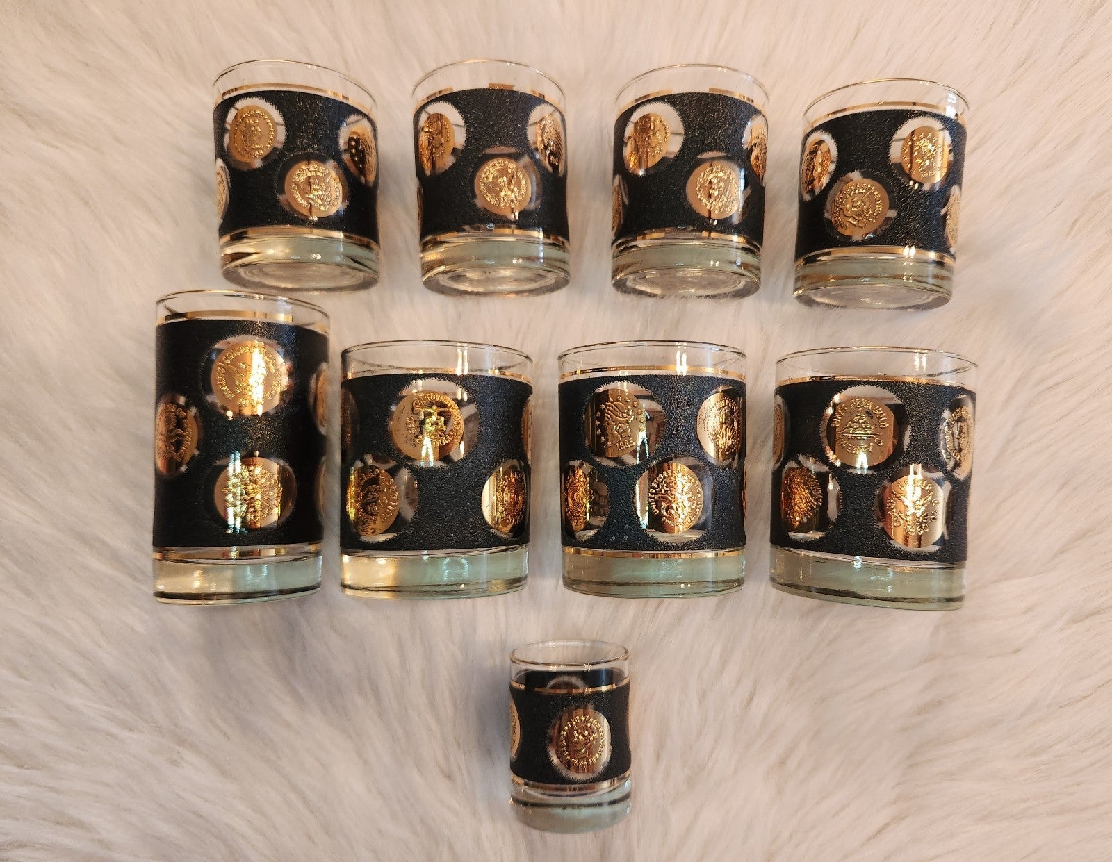 Libbey 22K Gold Coin Glassware Barware 1960s