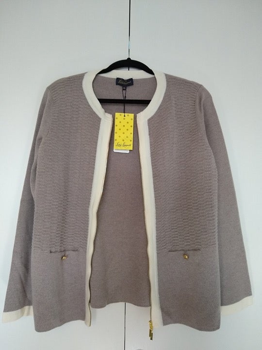 Luisa Spagnoli Taupe/Tan Wool Knitwear Sweater Jacket