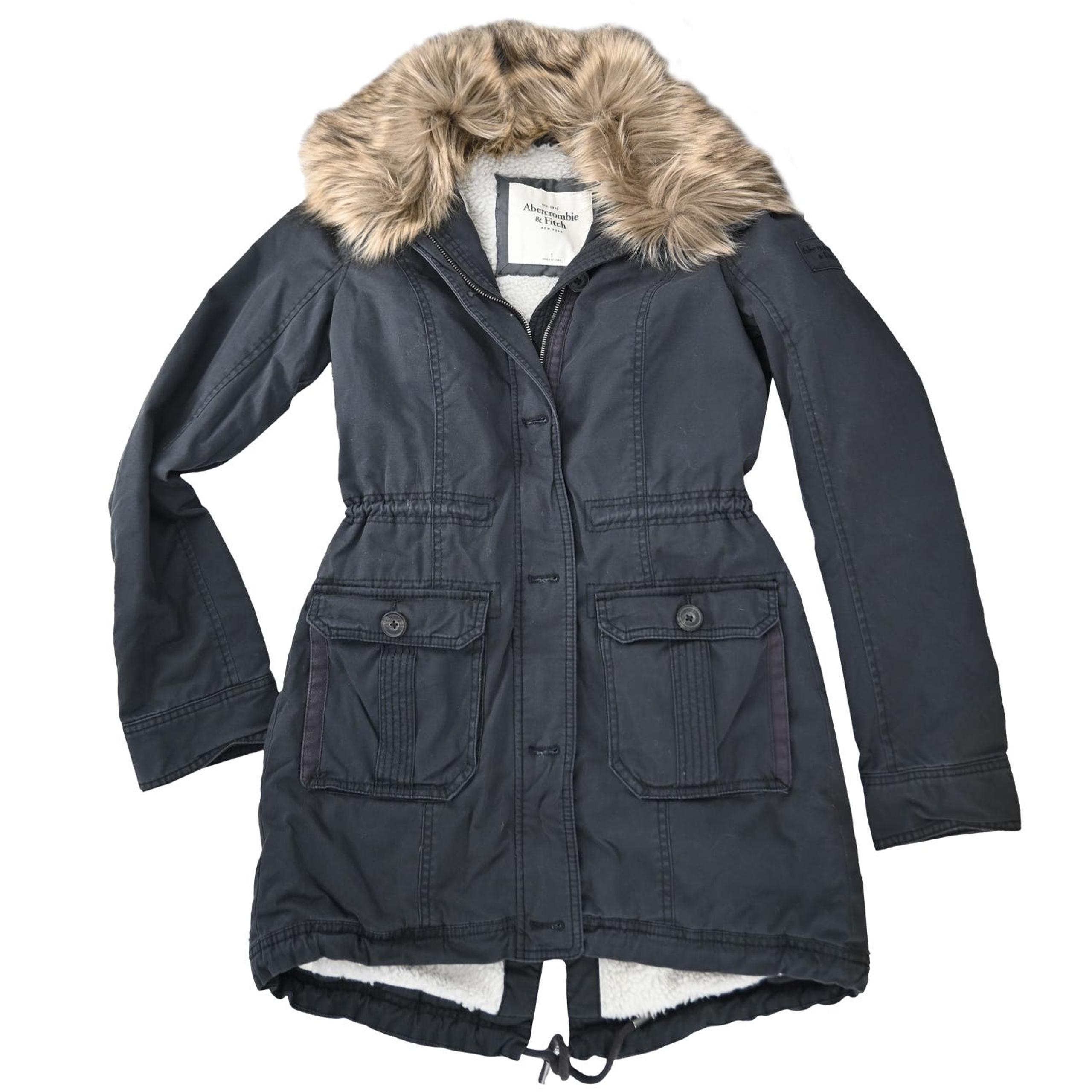 ABERCROMBIE & FITCH Women's Sherpa-Lined Twill Parka size: SMALL