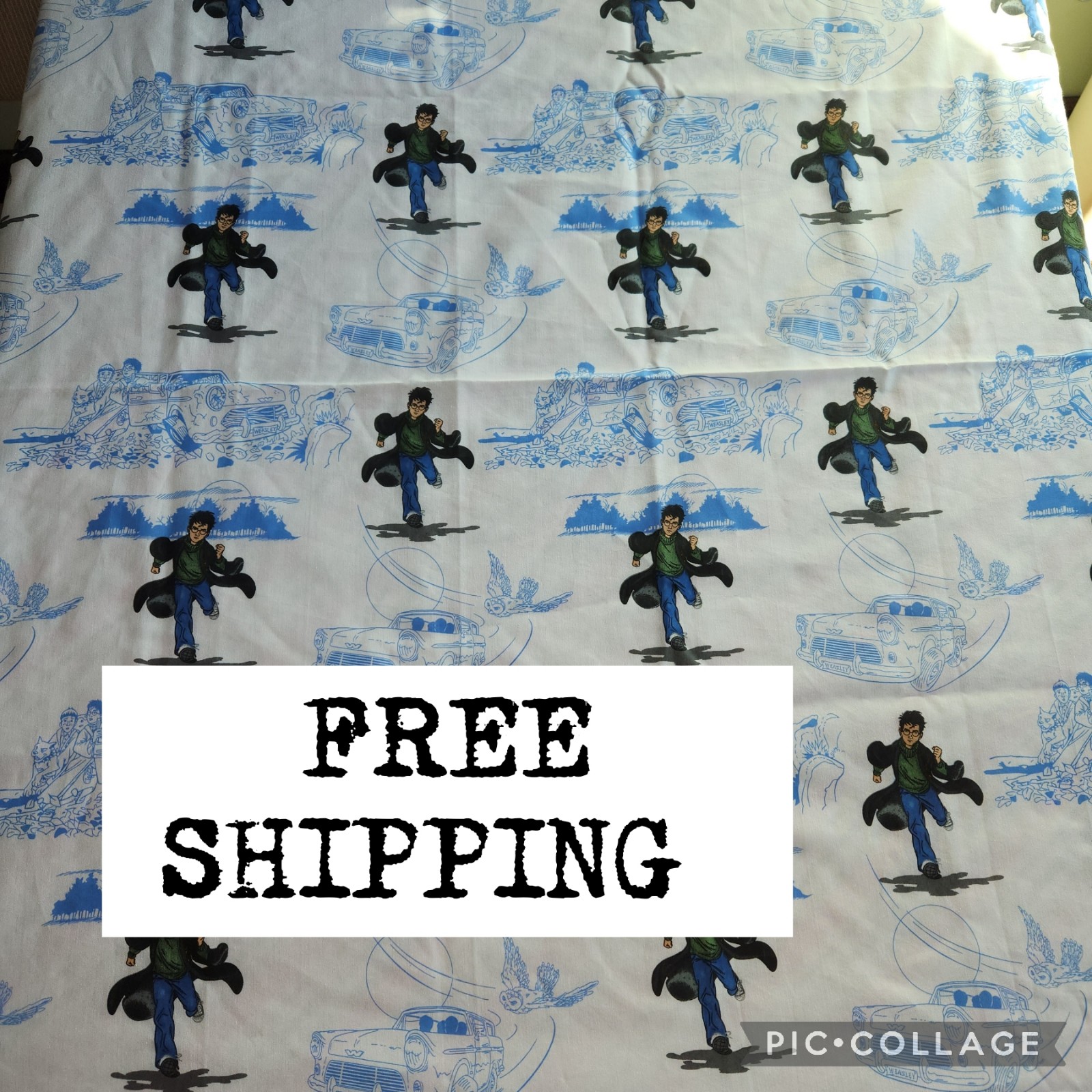 Y2k Harry Potter Queen Flat Bed Sheet Chamber Of Secrets Fabric 2000 NEW 68×92