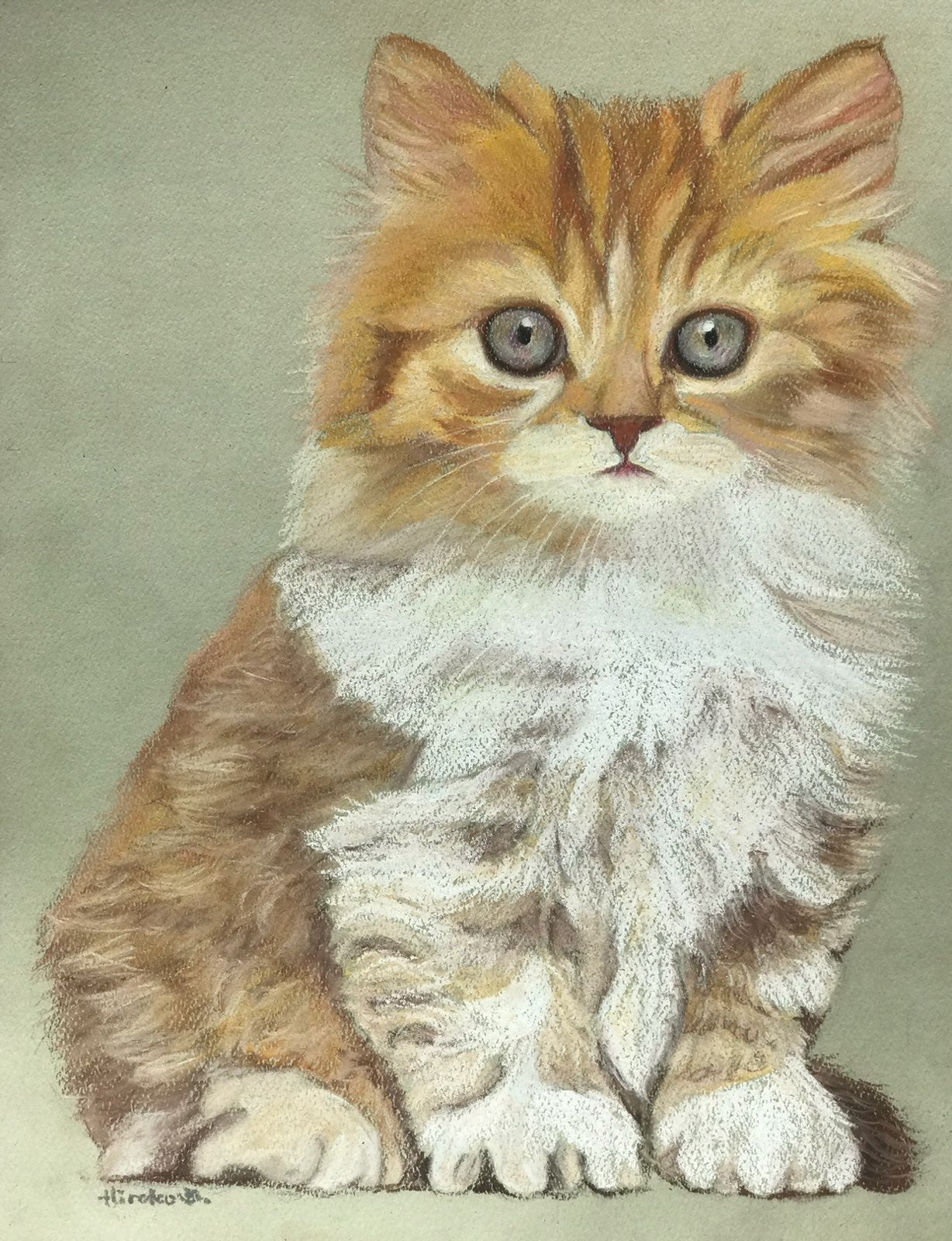 Original pastel drawing of a kitten