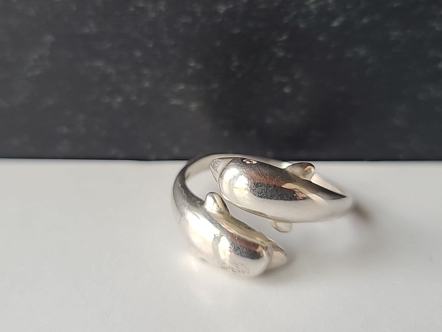 925 Sterling Silver Dolphin Bypass Ring Vintage SIZE US 7.75