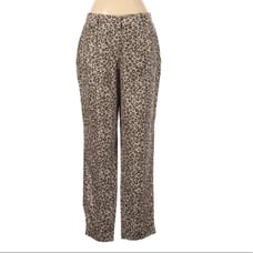 Theory Size 6 Leopard Print Cuffed Silk Dress Pants Animal Print