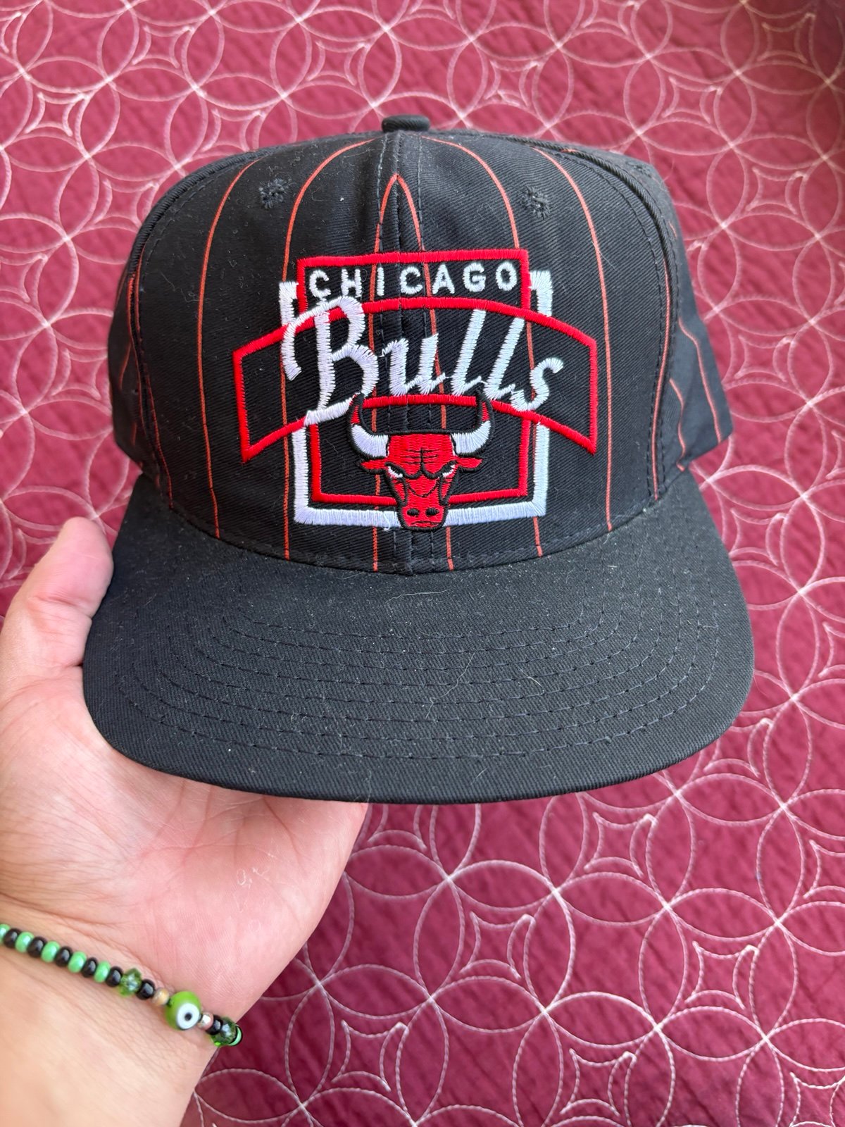 Vintage 1990s NBA Chicago Bulls Pinstripe Hat SnapBack Made In USA