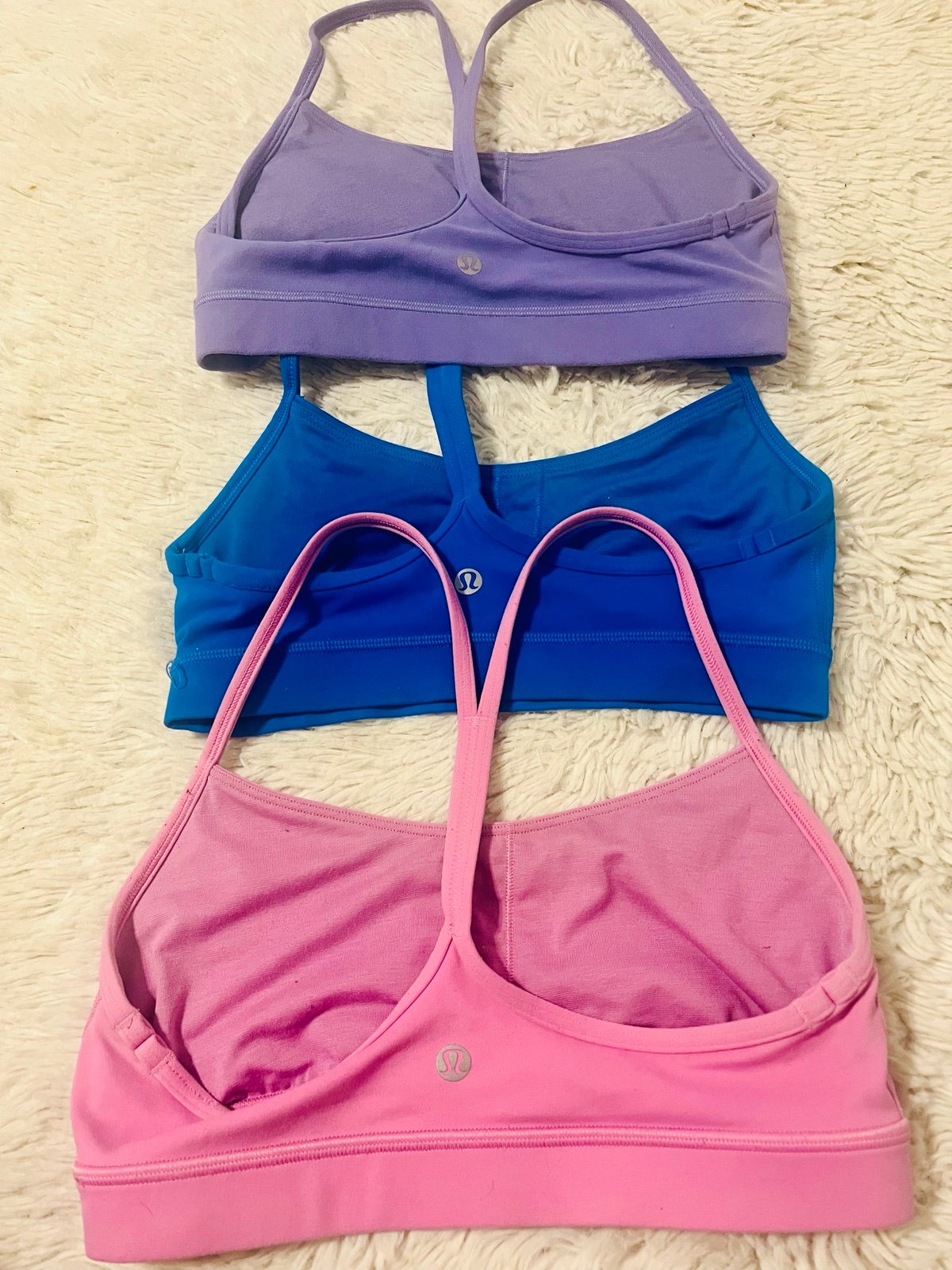 pink, blue ,purple lululemon bras/top