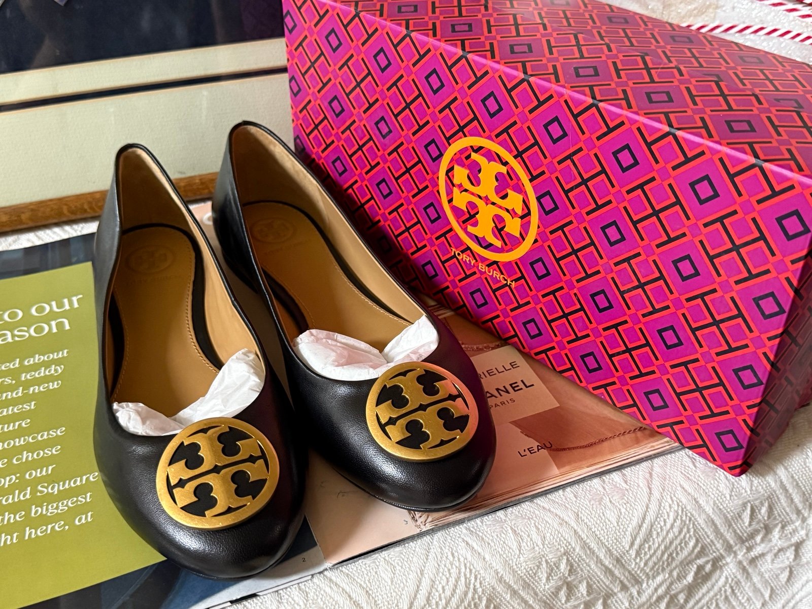 Tory Burch Womens Benton Nappa Leather Ballet Flat Perfect Black 006 (US 7)