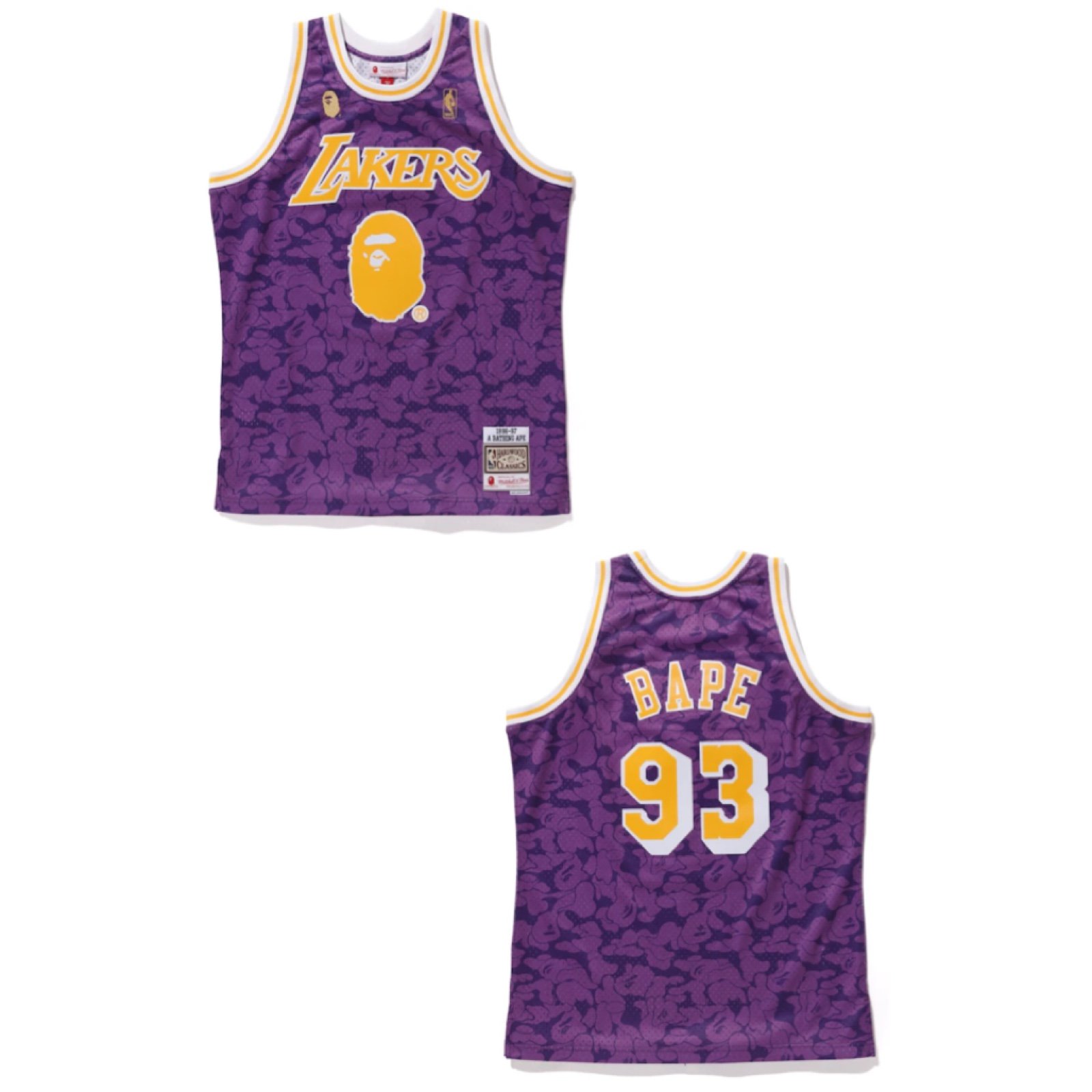 Bape x Mitchell & Ness Lakers ABC Basketball Swingman Jersey Purple