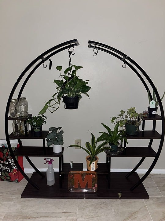 NEW 2 Pack, 5 Tier Metal Plant Stand Half Moon Shape Ladder Planter Stand Rack