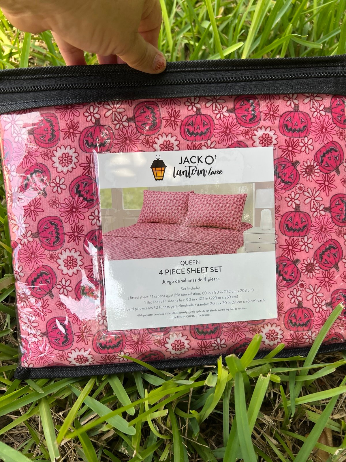 Pink Halloween set of 4 size queen pumpkin bedsheets