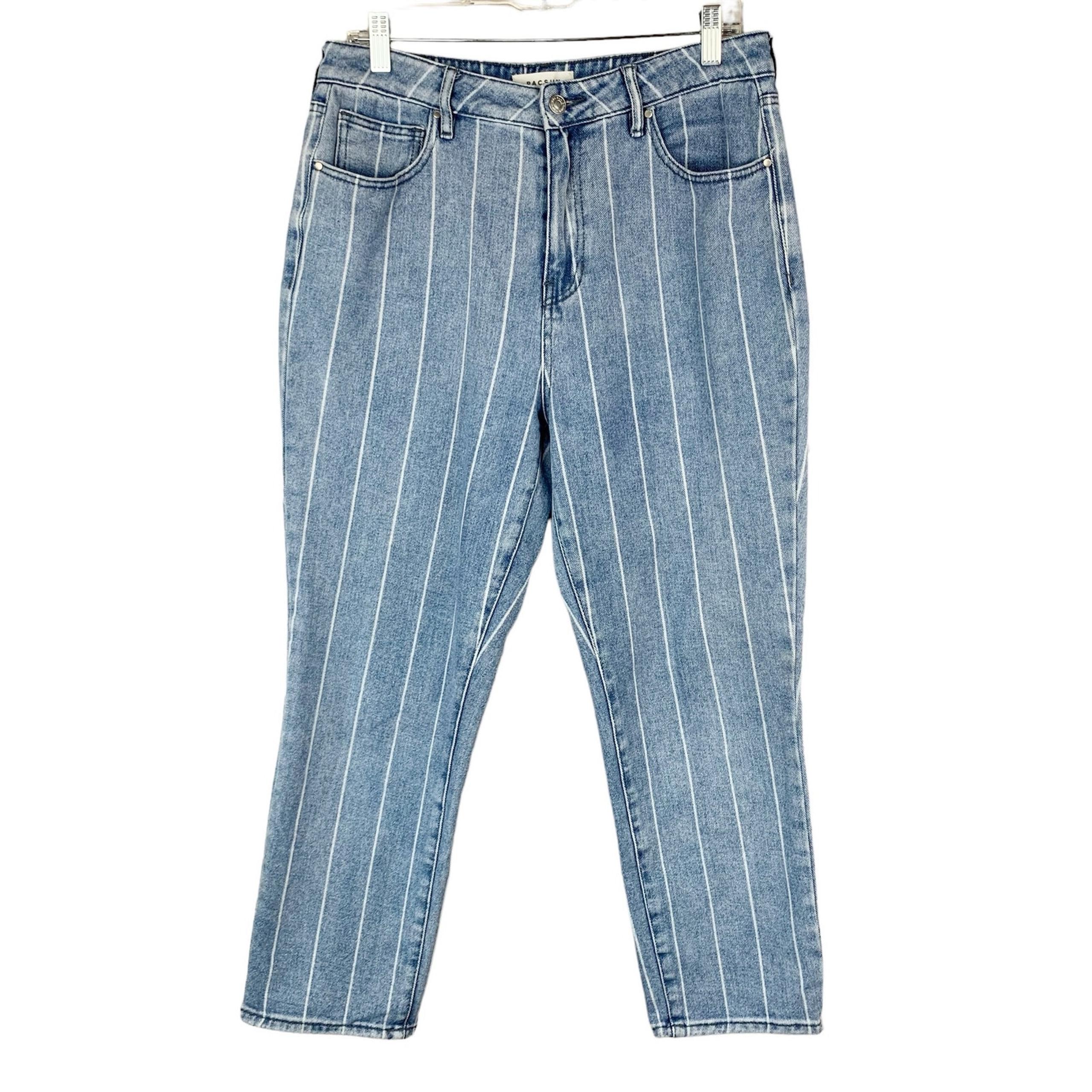 PacSun Mom Jeans High Rise Blue Striped Cropped Denim Women’s 30