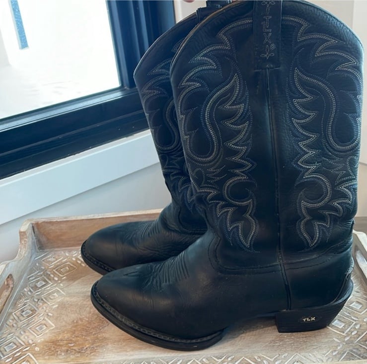 Vintage Tony Lama TLX Black Cowboy Boots 9.5