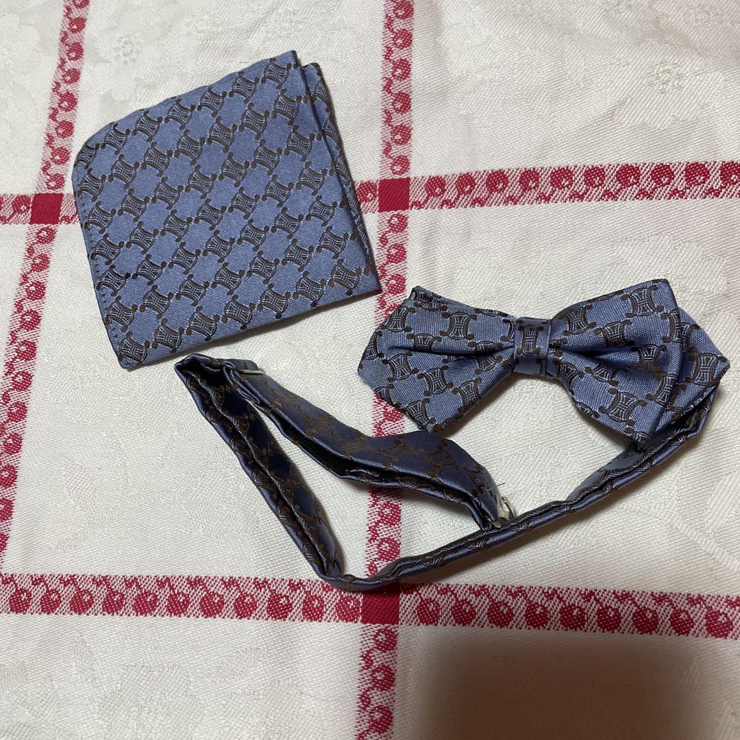 Celine Bow Tie & Pocket Square for Children, Used Once.