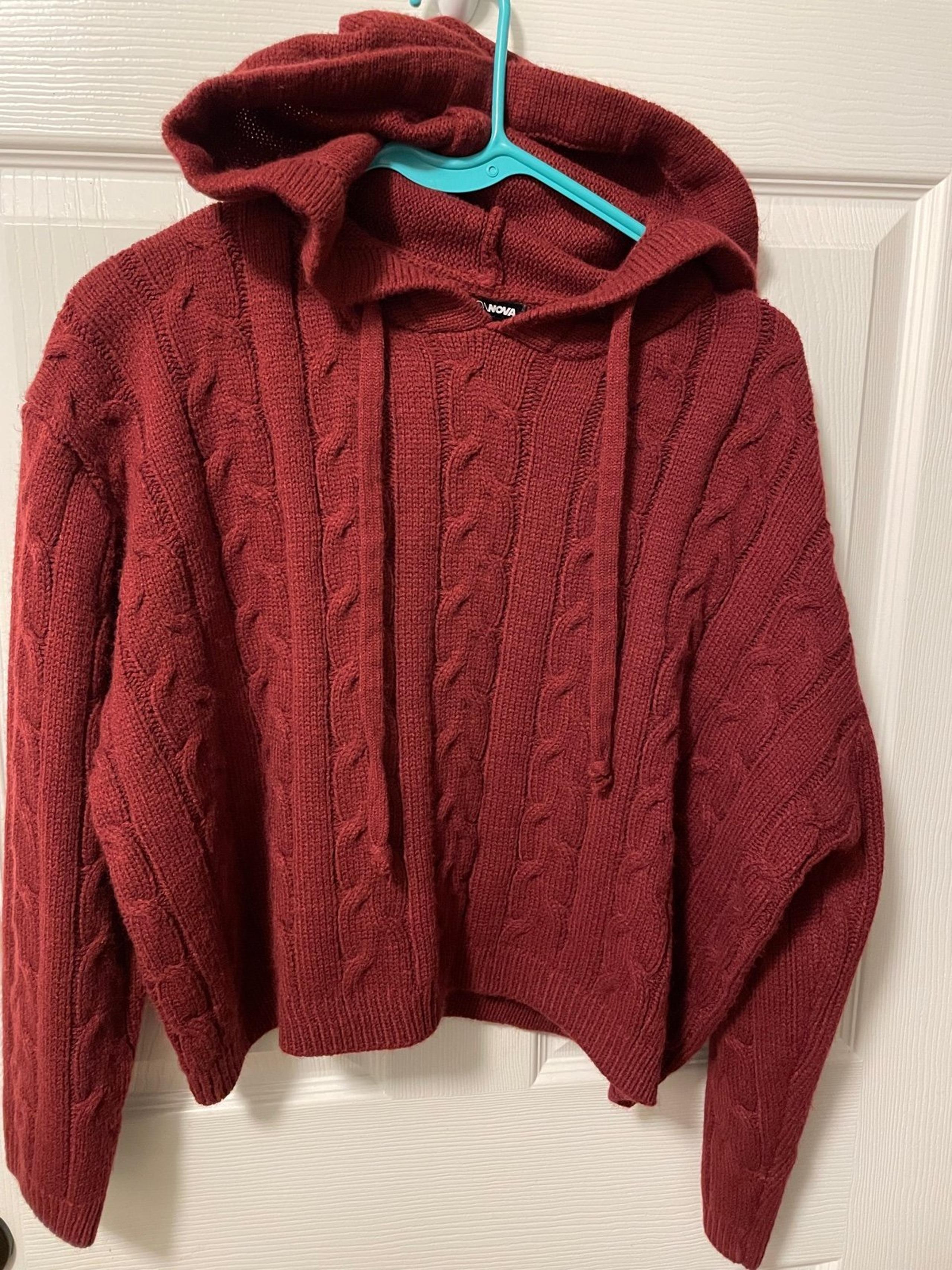 Fashion Nova SMALL knit hooded cropped sweater