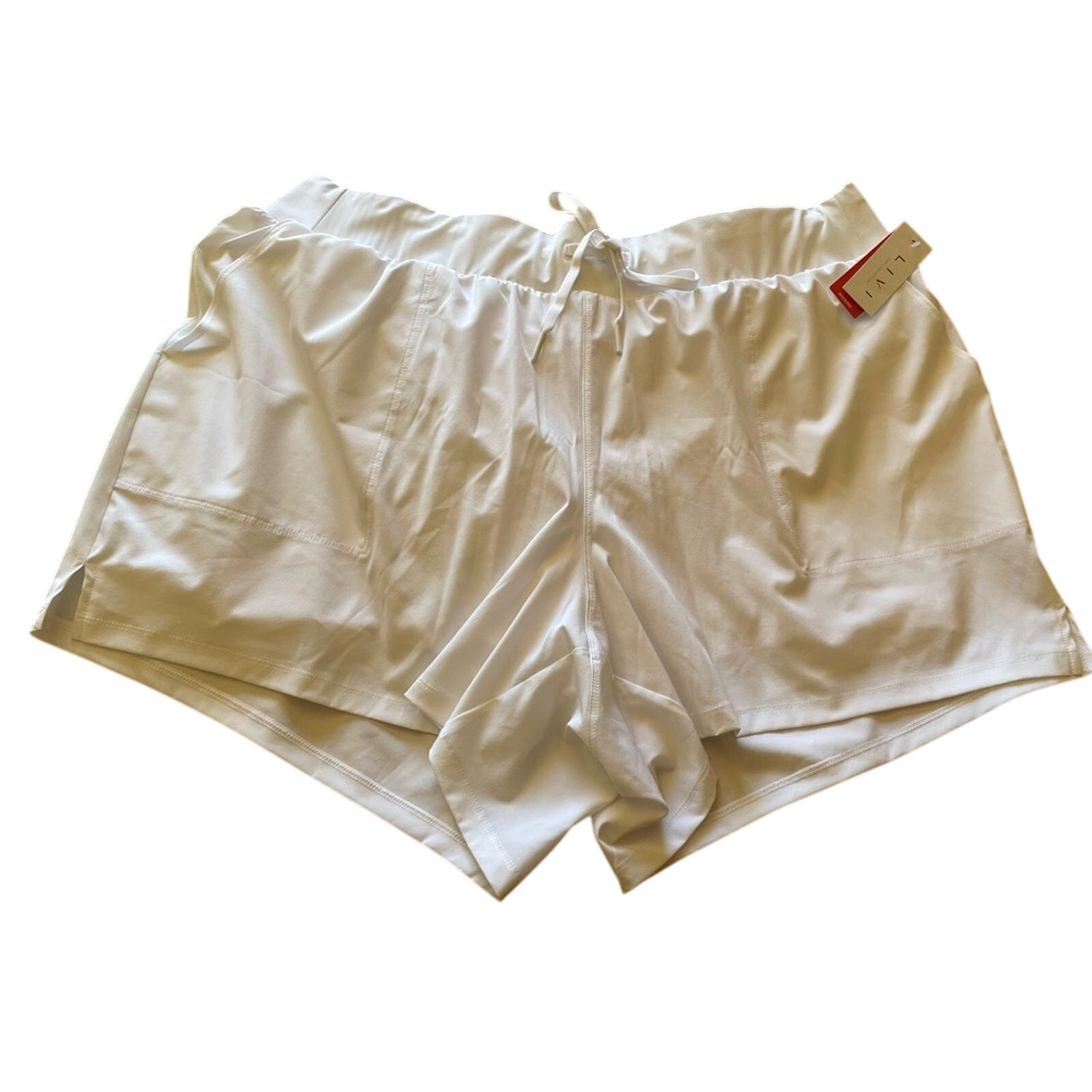 NWT Livi for Lane Bryant White Lined Activewear Running Shorts Size 22/24